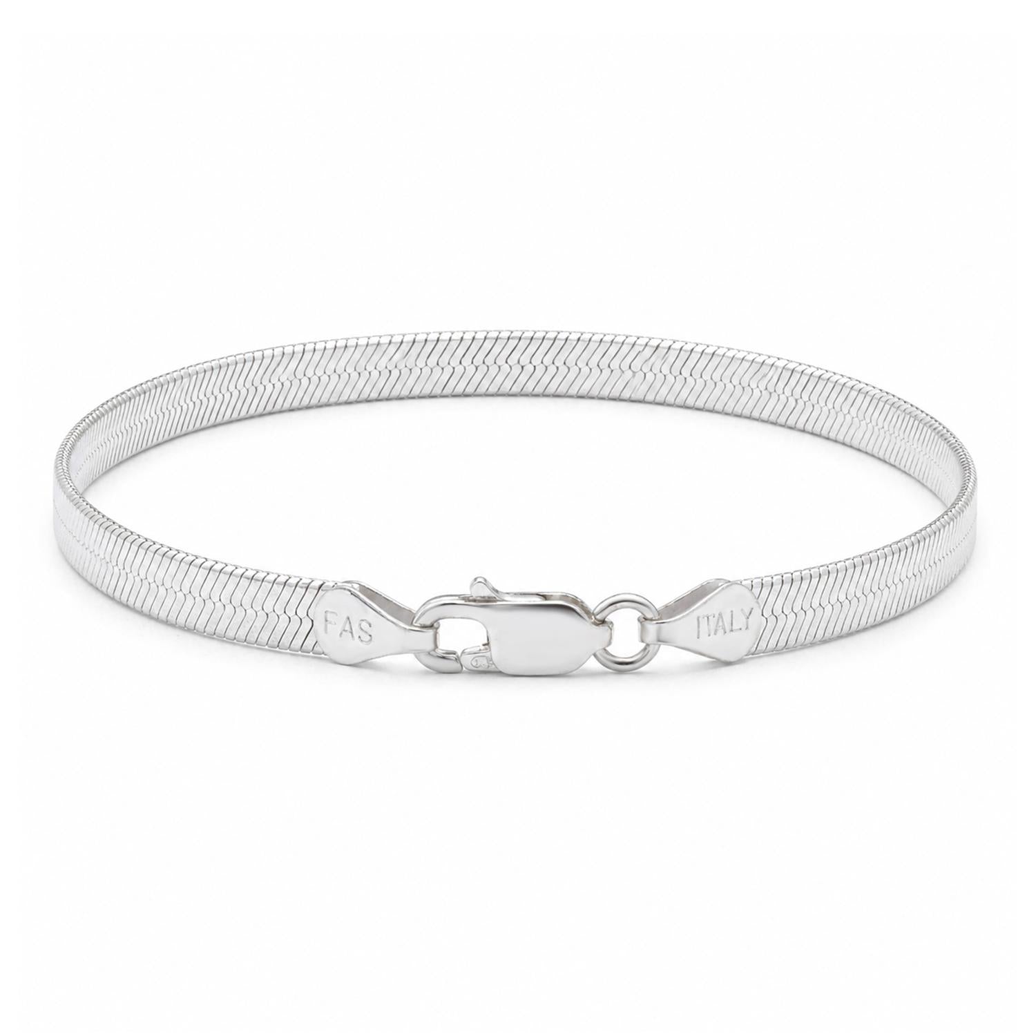 925 Sterling Silver Italian Sleek Bracelet 7 Inches For Women