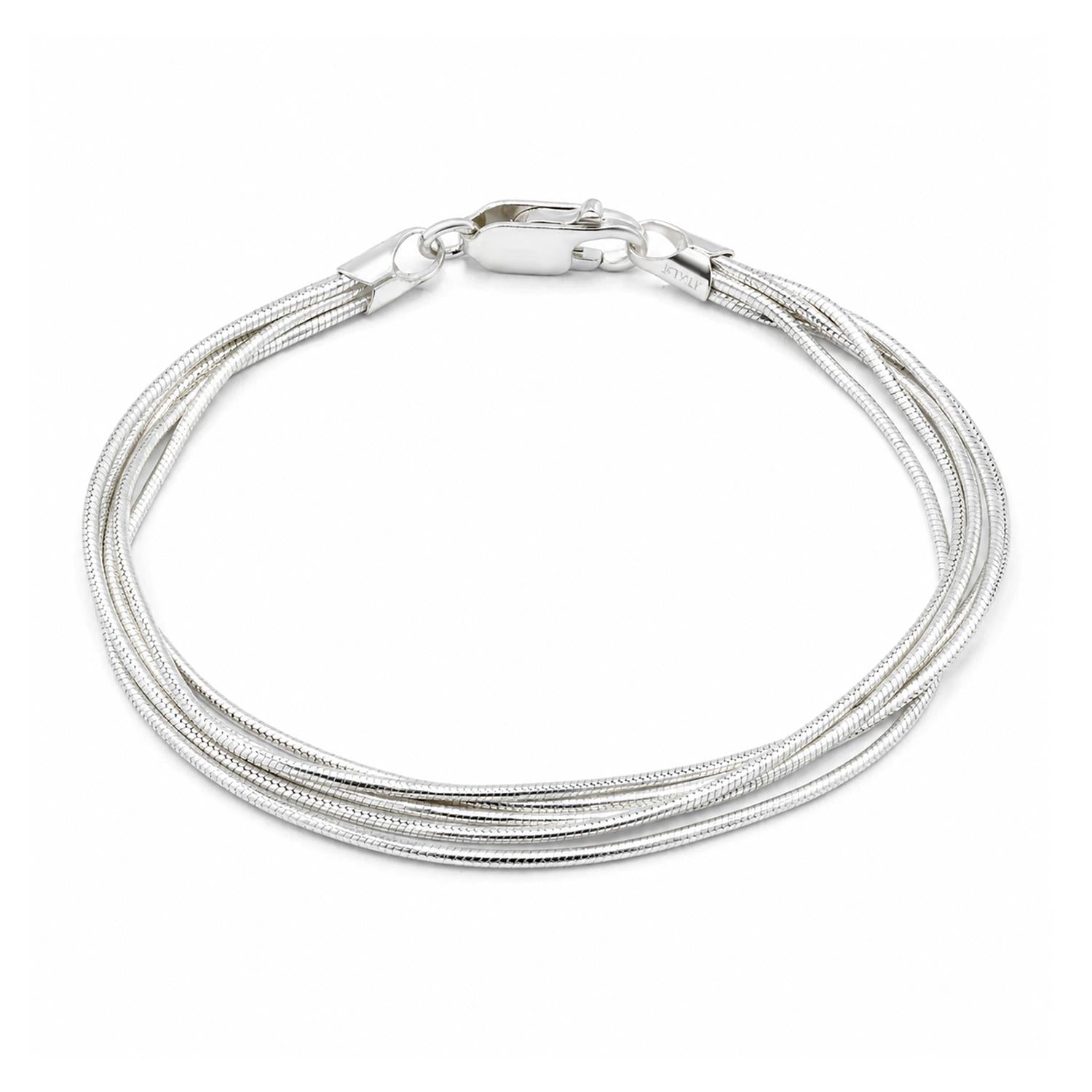 925 Sterling Silver Silk Layer Bracelet 7 Inches For Women