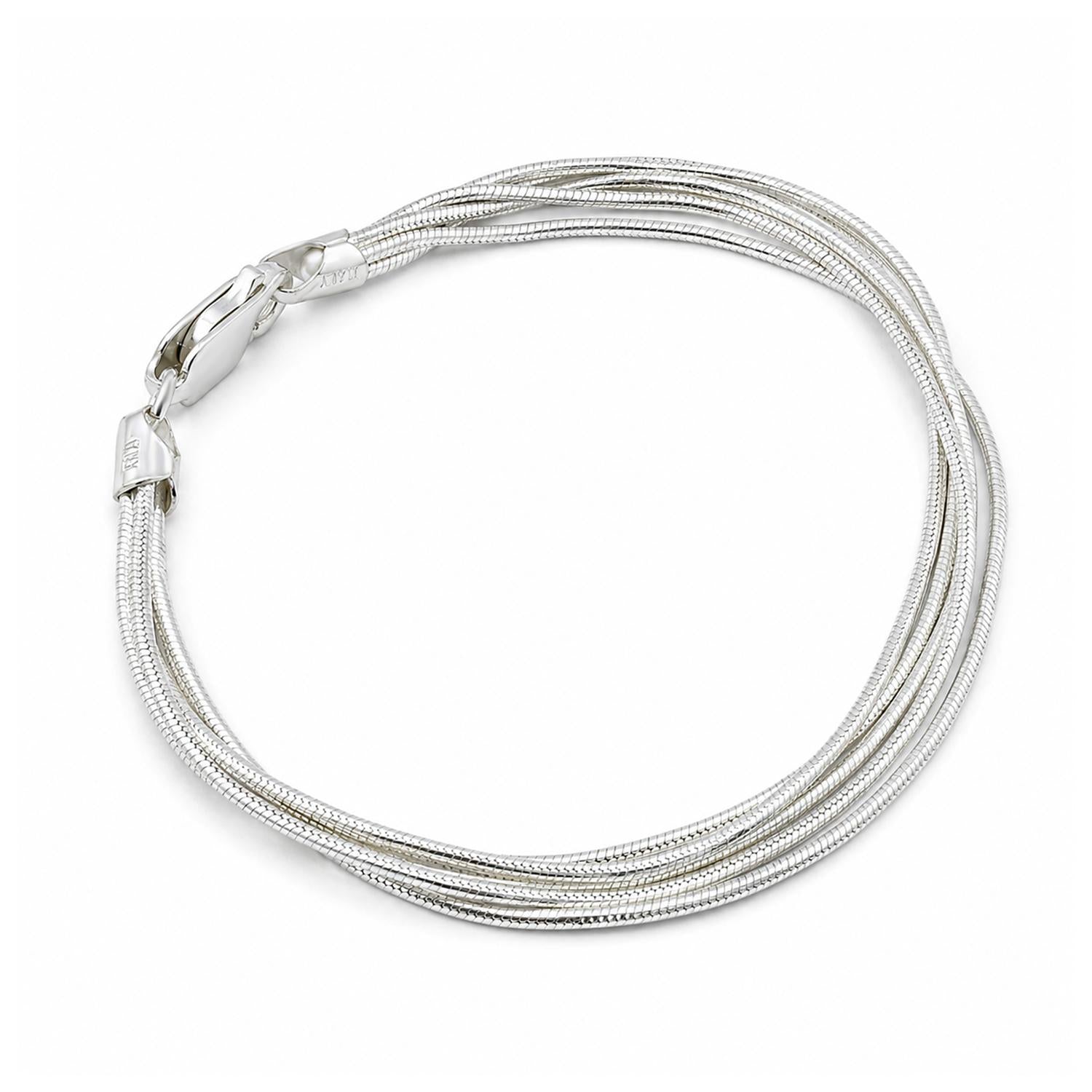 925 Sterling Silver Silk Layer Bracelet 7 Inches For Women