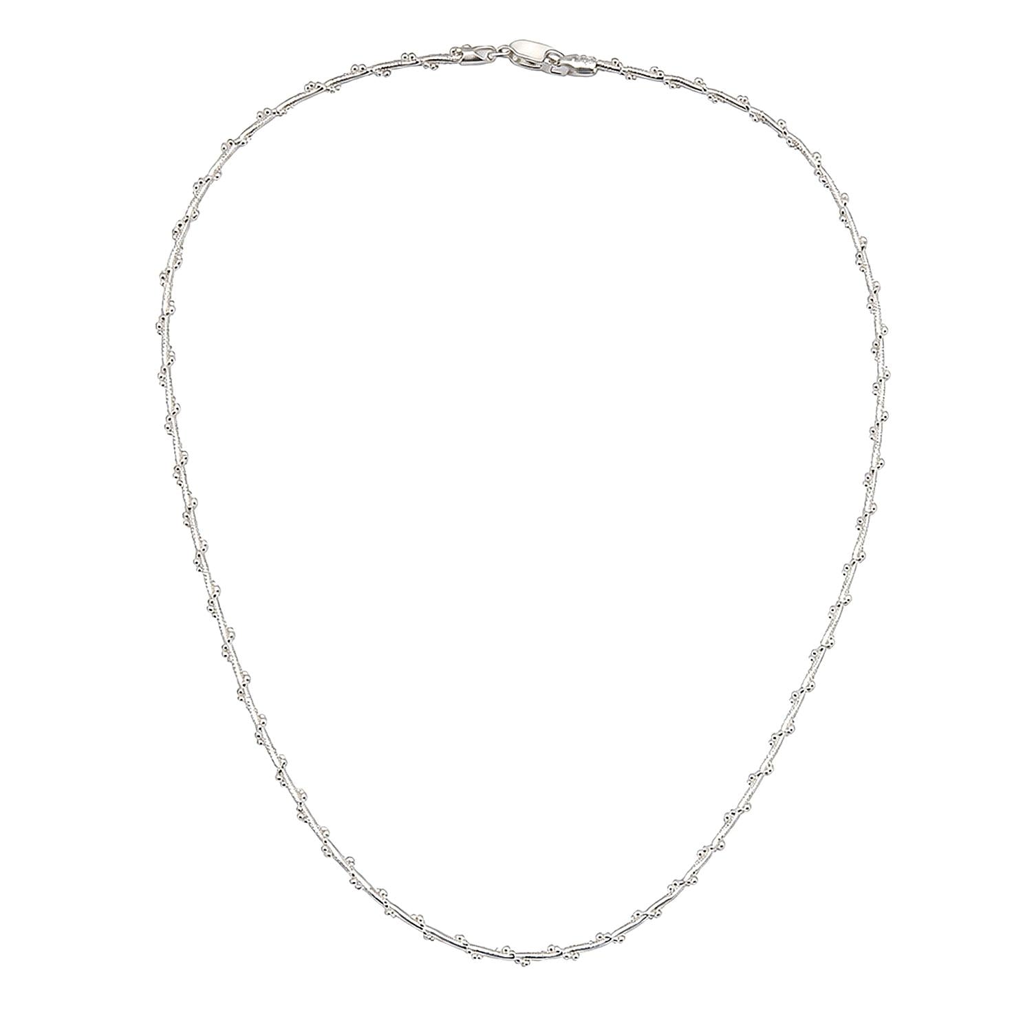 925 Sterling Silver Silk Dot Necklace 15 Inches