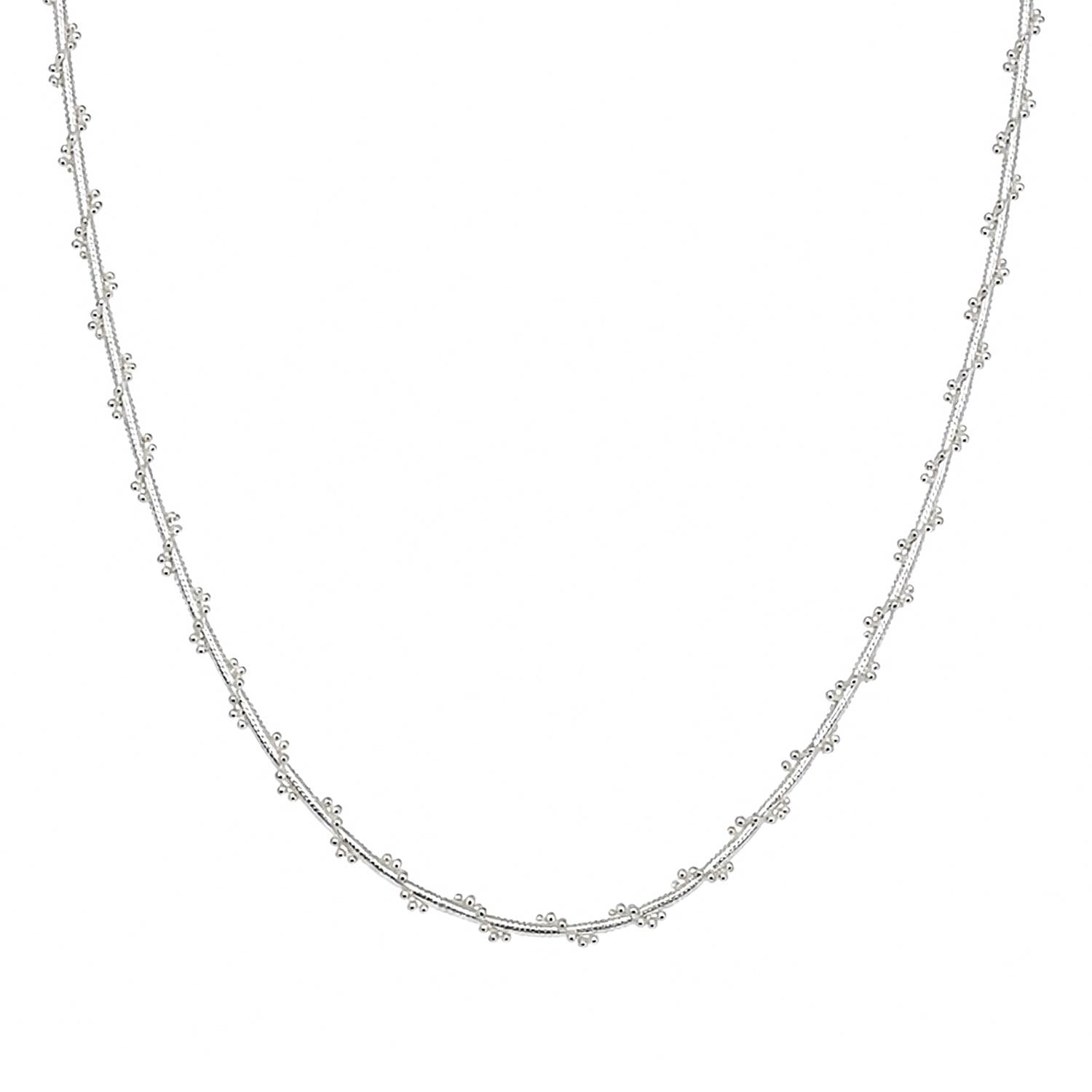 925 Sterling Silver Silk Dot Necklace 15 Inches