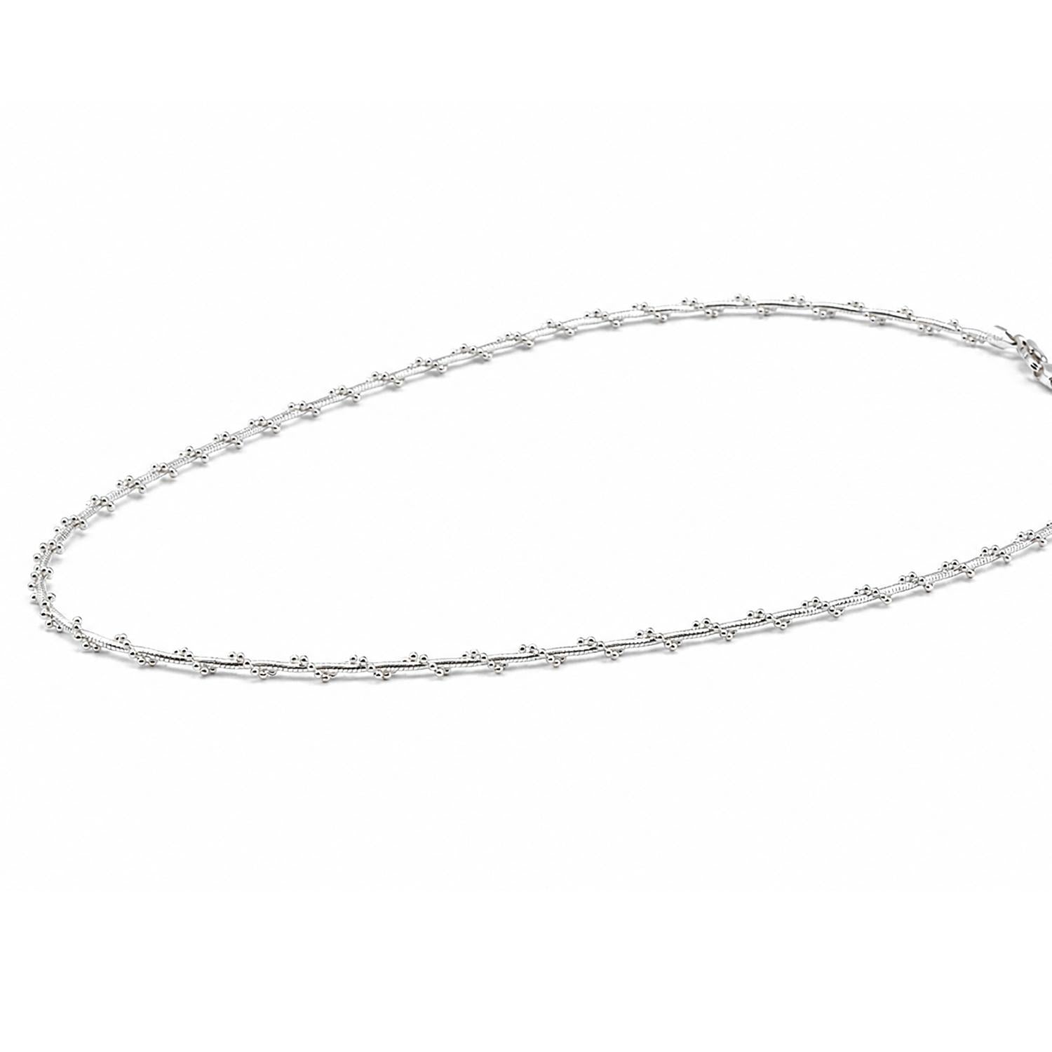 925 Sterling Silver Silk Dot Necklace 15 Inches