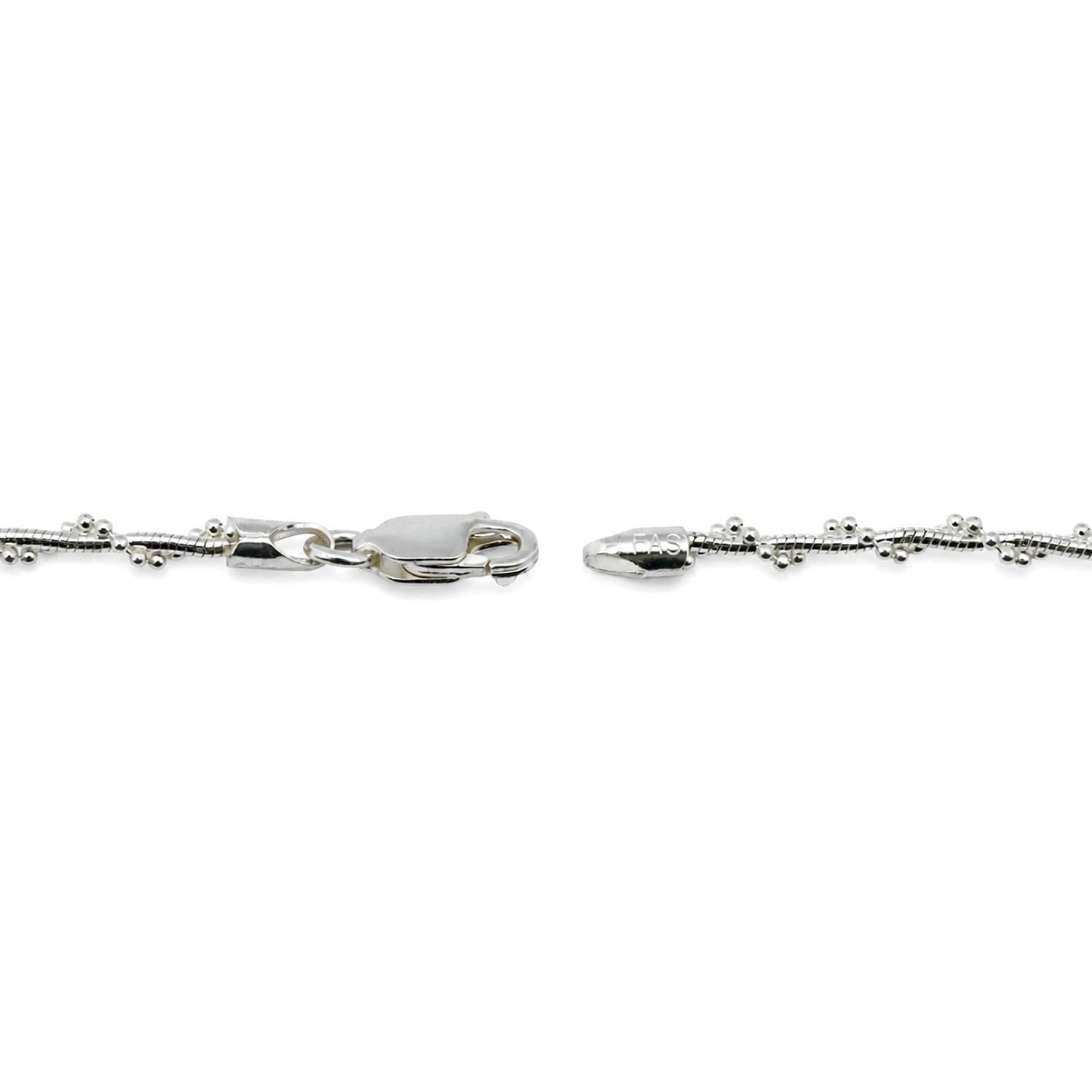 925 Sterling Silver Silk Dot Necklace 15 Inches