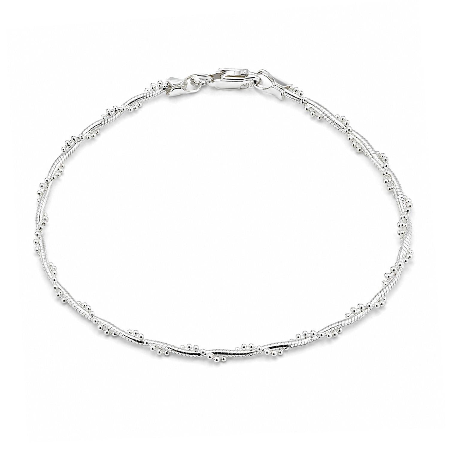 925 Sterling Silver Silk Dot Bracelet 7 Inches For Women