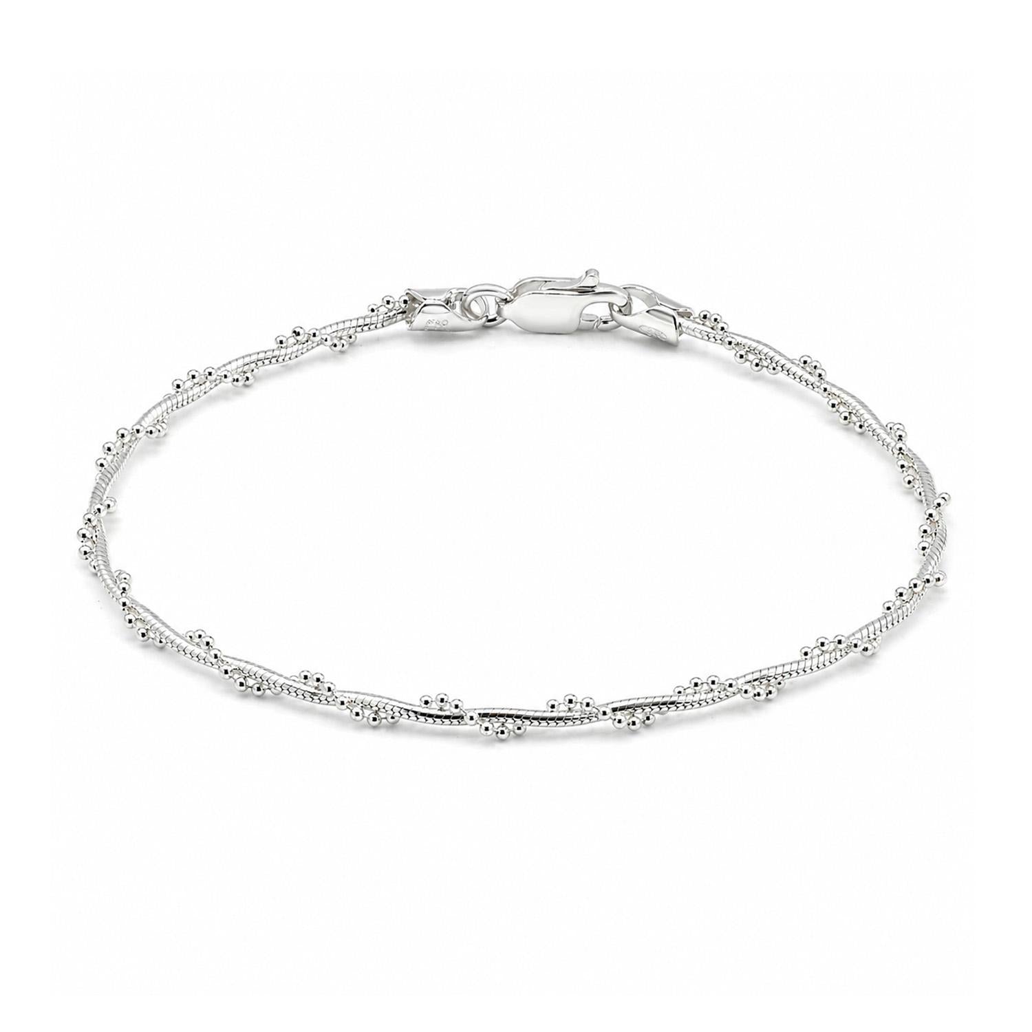 925 Sterling Silver Silk Dot Bracelet 7 Inches For Women