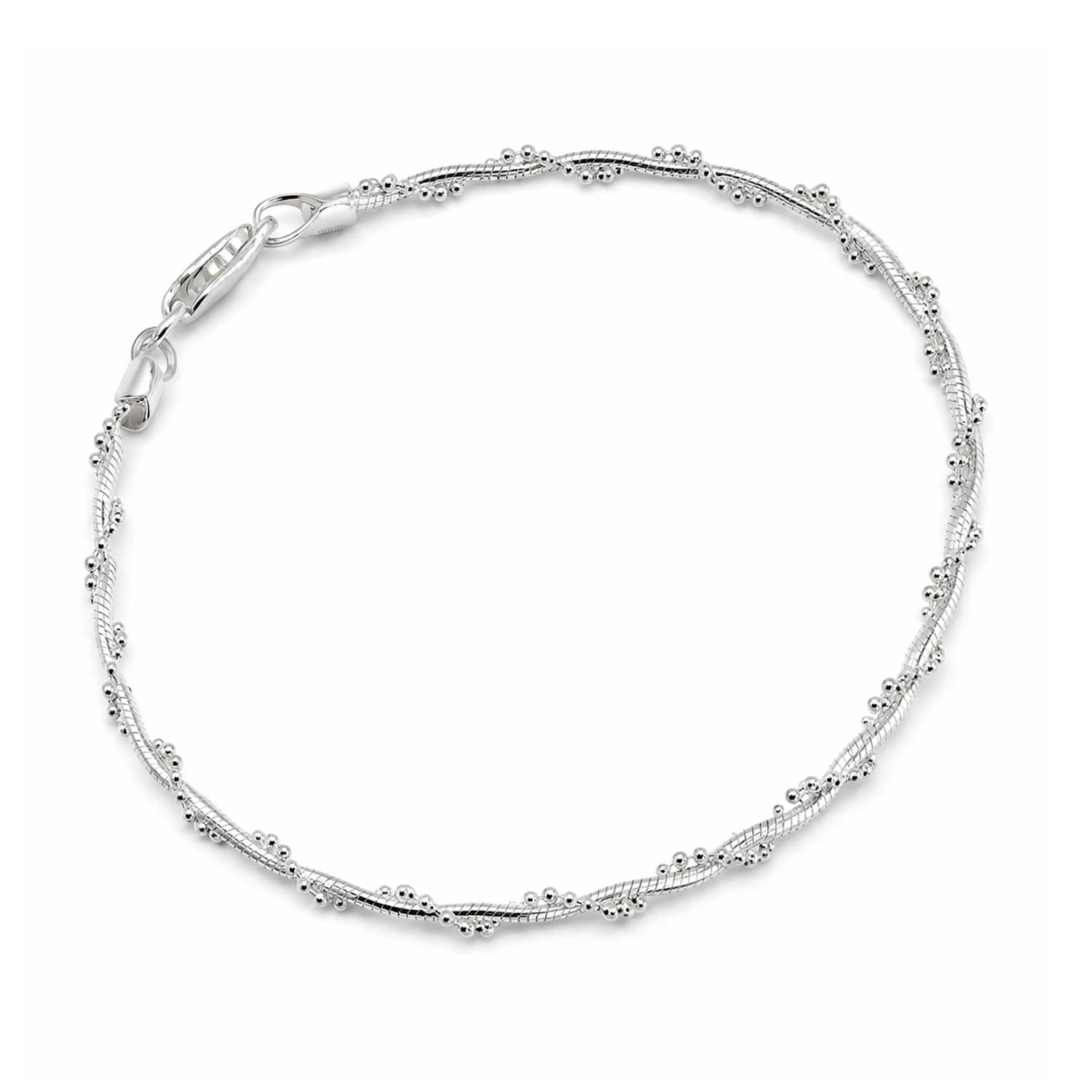 925 Sterling Silver Silk Dot Bracelet 7 Inches For Women