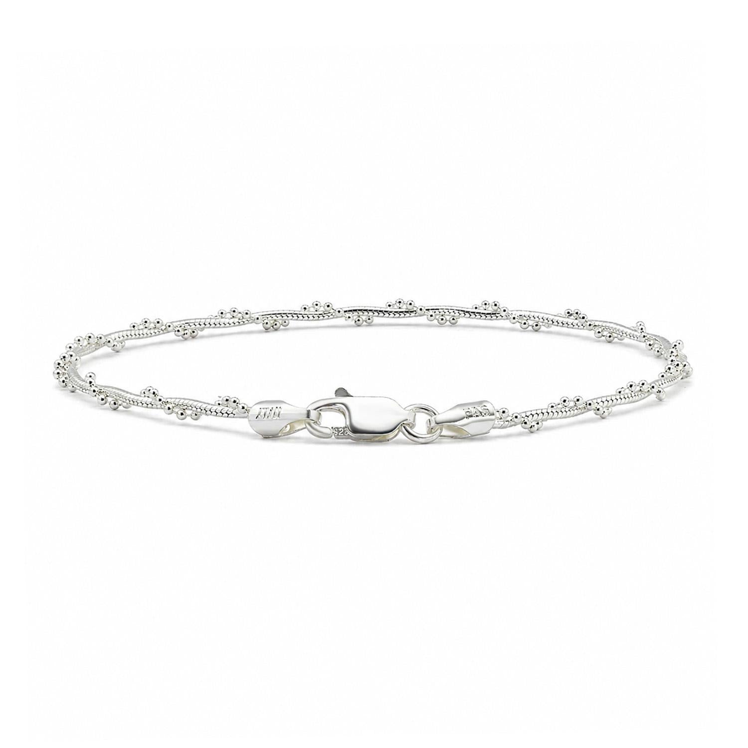 925 Sterling Silver Silk Dot Bracelet 7 Inches For Women