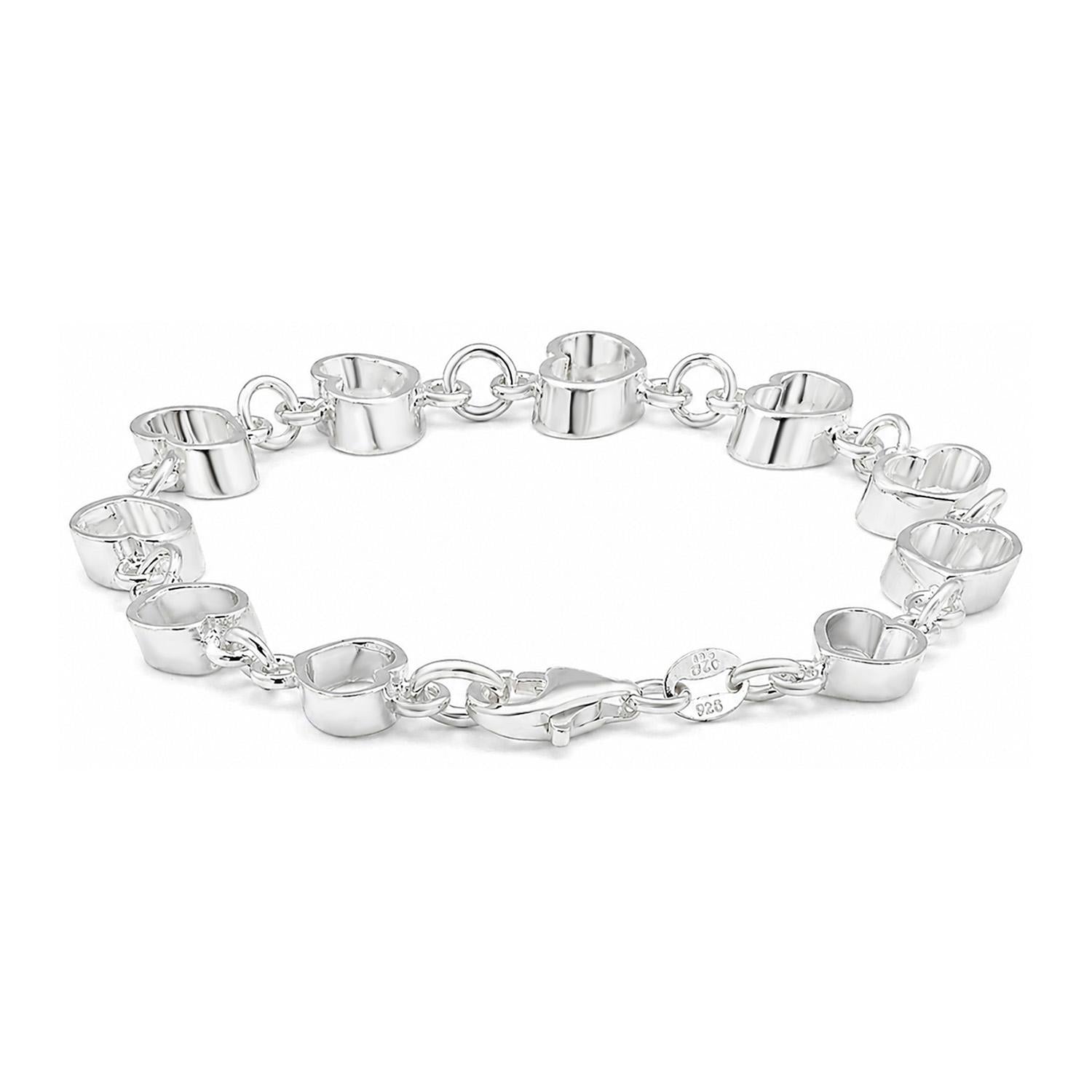 925 Sterling Silver Nova Heart Bracelet 7 Inches For Women
