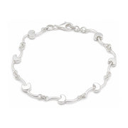 925 Sterling Silver Lunar Link Bracelet 7 Inches For Women