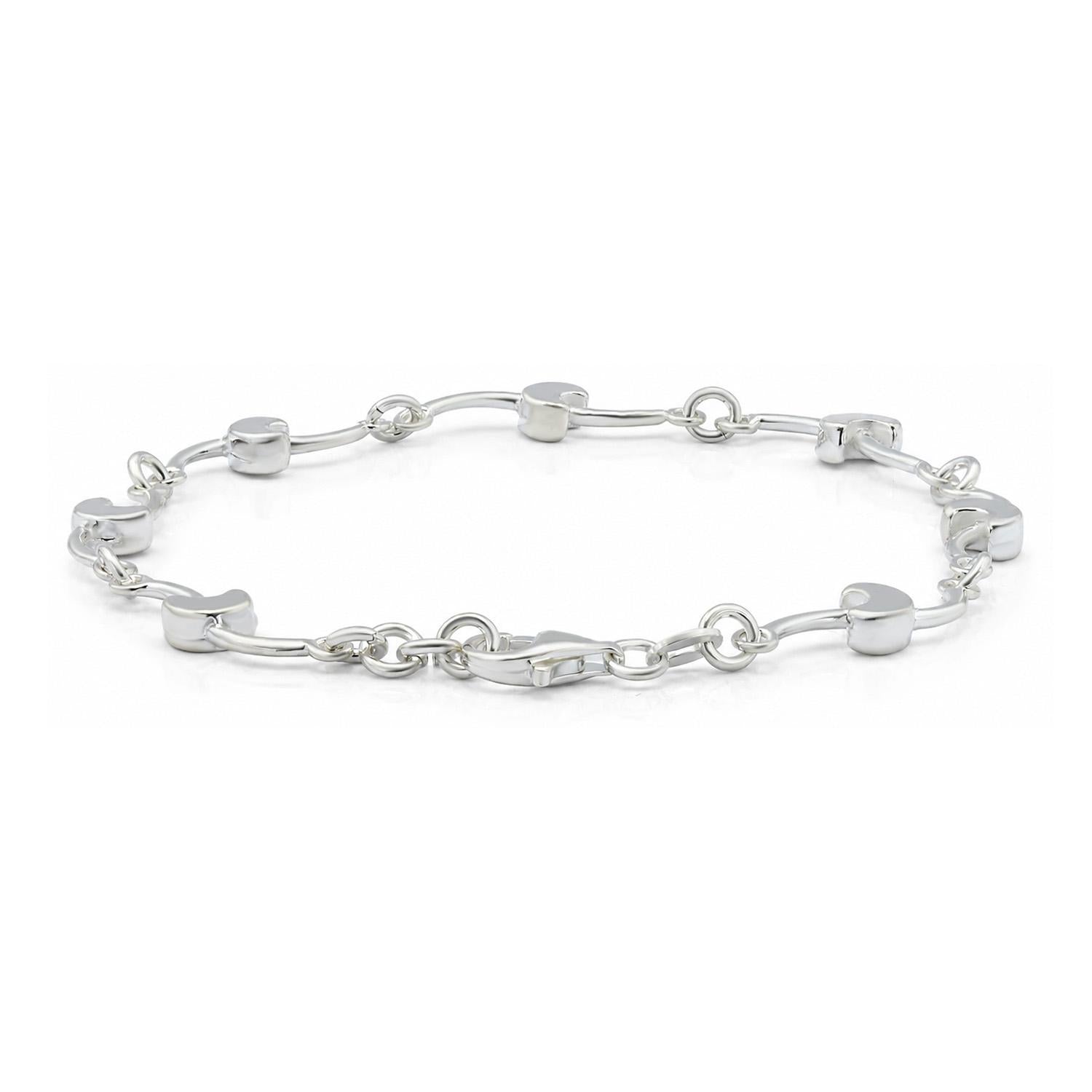925 Sterling Silver Lunar Link Bracelet 7 Inches For Women