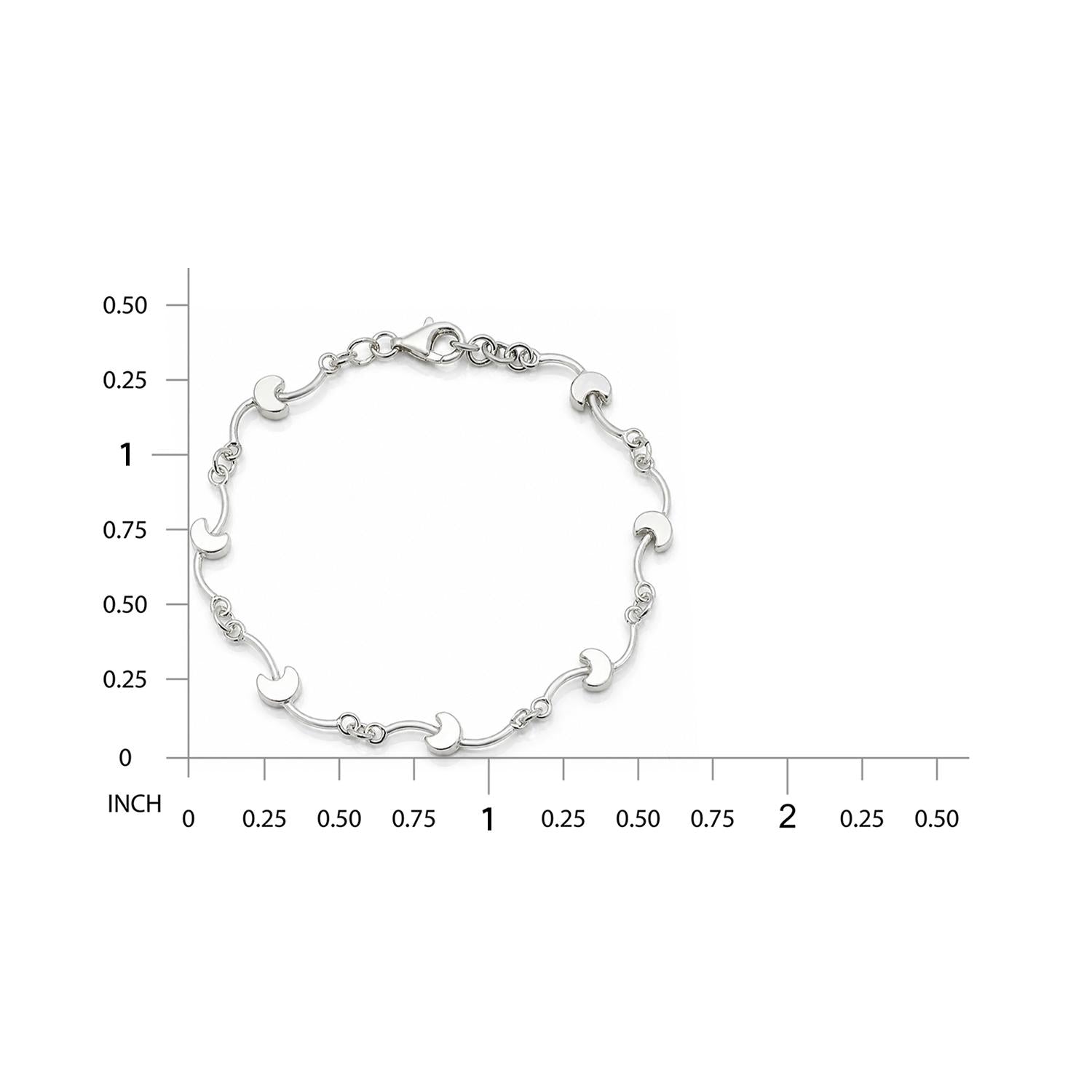 925 Sterling Silver Lunar Link Bracelet 7 Inches For Women