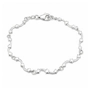 925 Sterling Silver Star Link Mini Bracelet 7" For Women