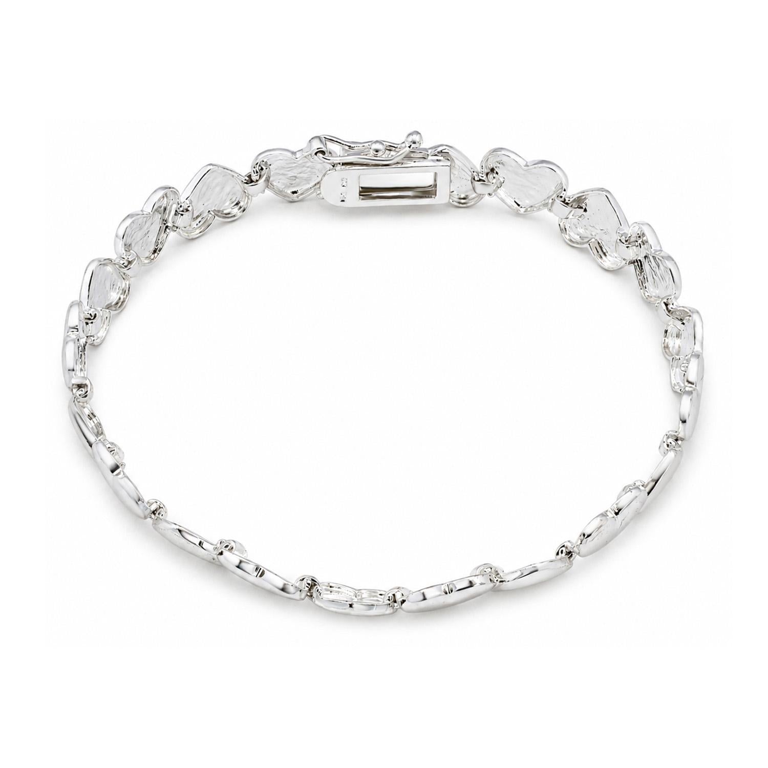 925 Sterling Silver Eternal Heart Bracelet Puffed 7 Inches For Women