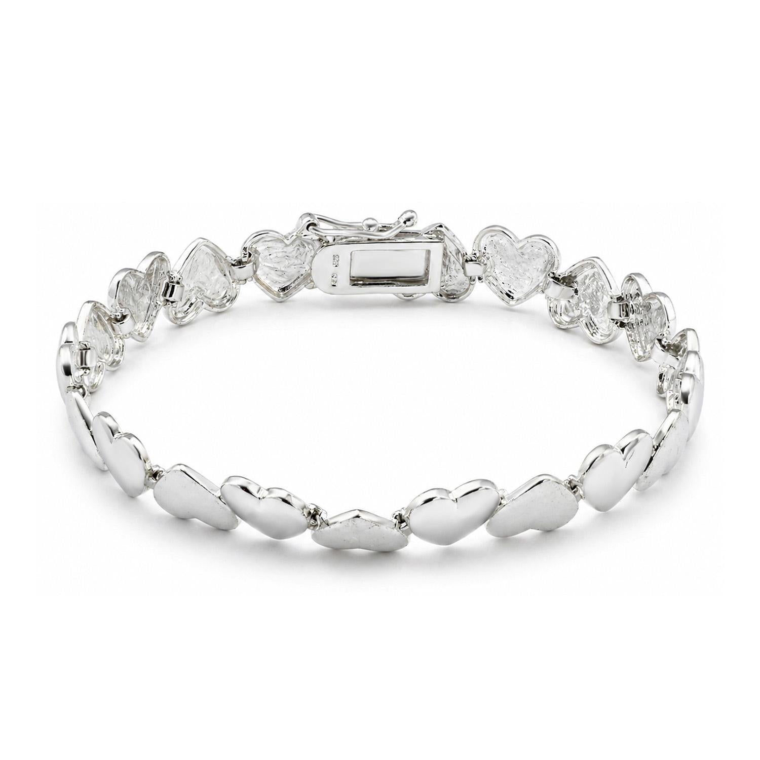 925 Sterling Silver Eternal Heart Bracelet Puffed 7 Inches For Women