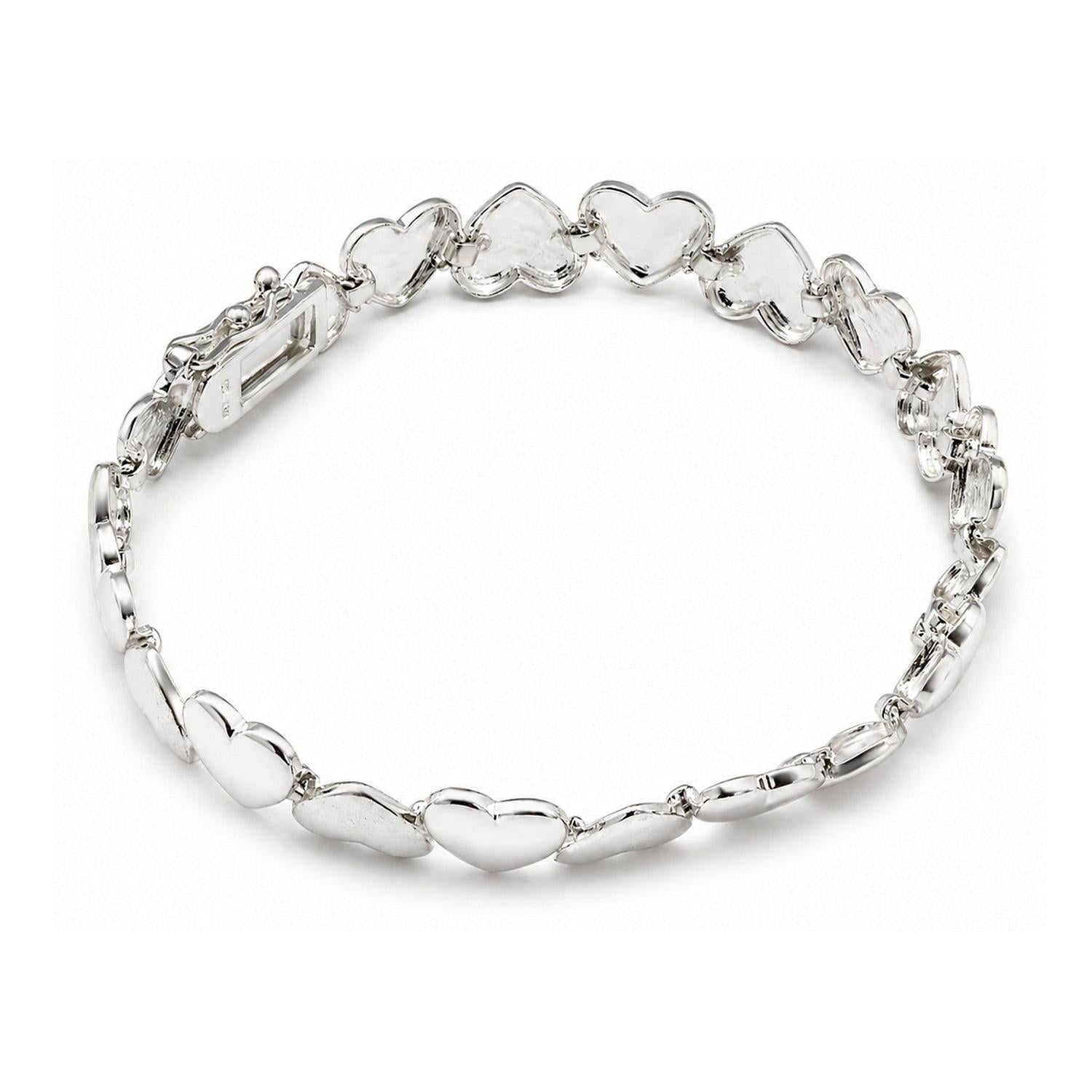 925 Sterling Silver Eternal Heart Bracelet Puffed 7 Inches For Women