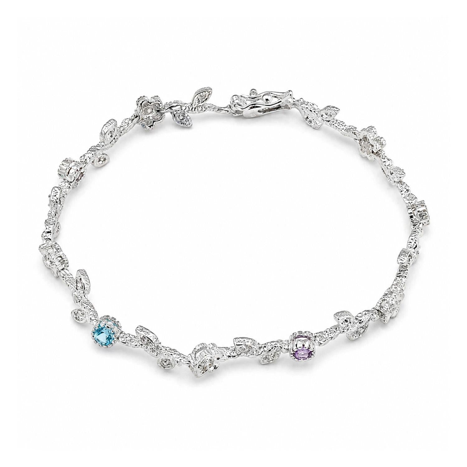 925 Sterling Silver Multi Color CZ Fairy Garden Bracelet For Women