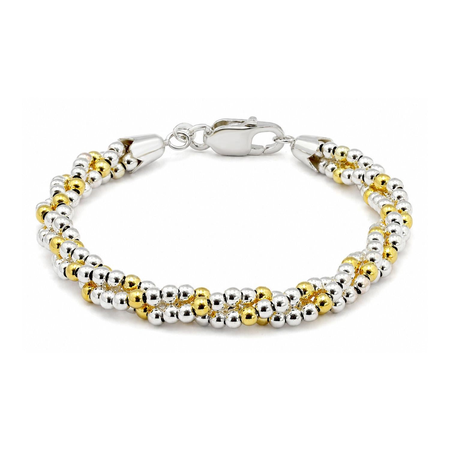 925 Sterling Silver 18K Gold Duo Luxe Bracelet For Women