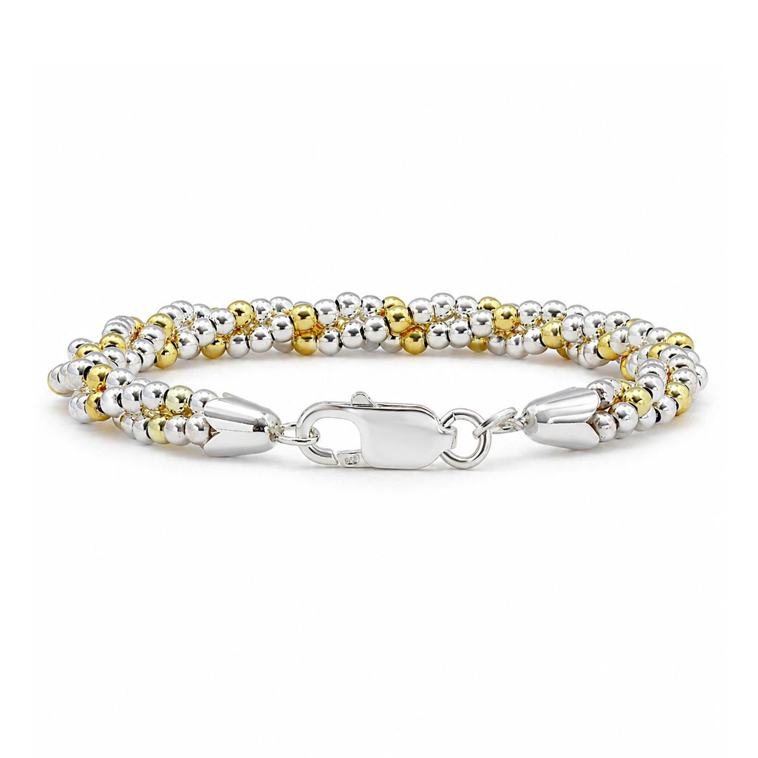 925 Sterling Silver 18K Gold Duo Luxe Bracelet For Women