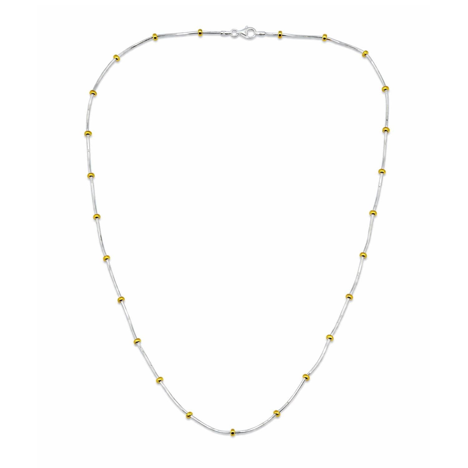 925 Sterling Silver 18K Gold Beads Gilded Dot Necklace 20 Inches