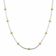 925 Sterling Silver 18K Gold Beads Gilded Dot Necklace 20 Inches