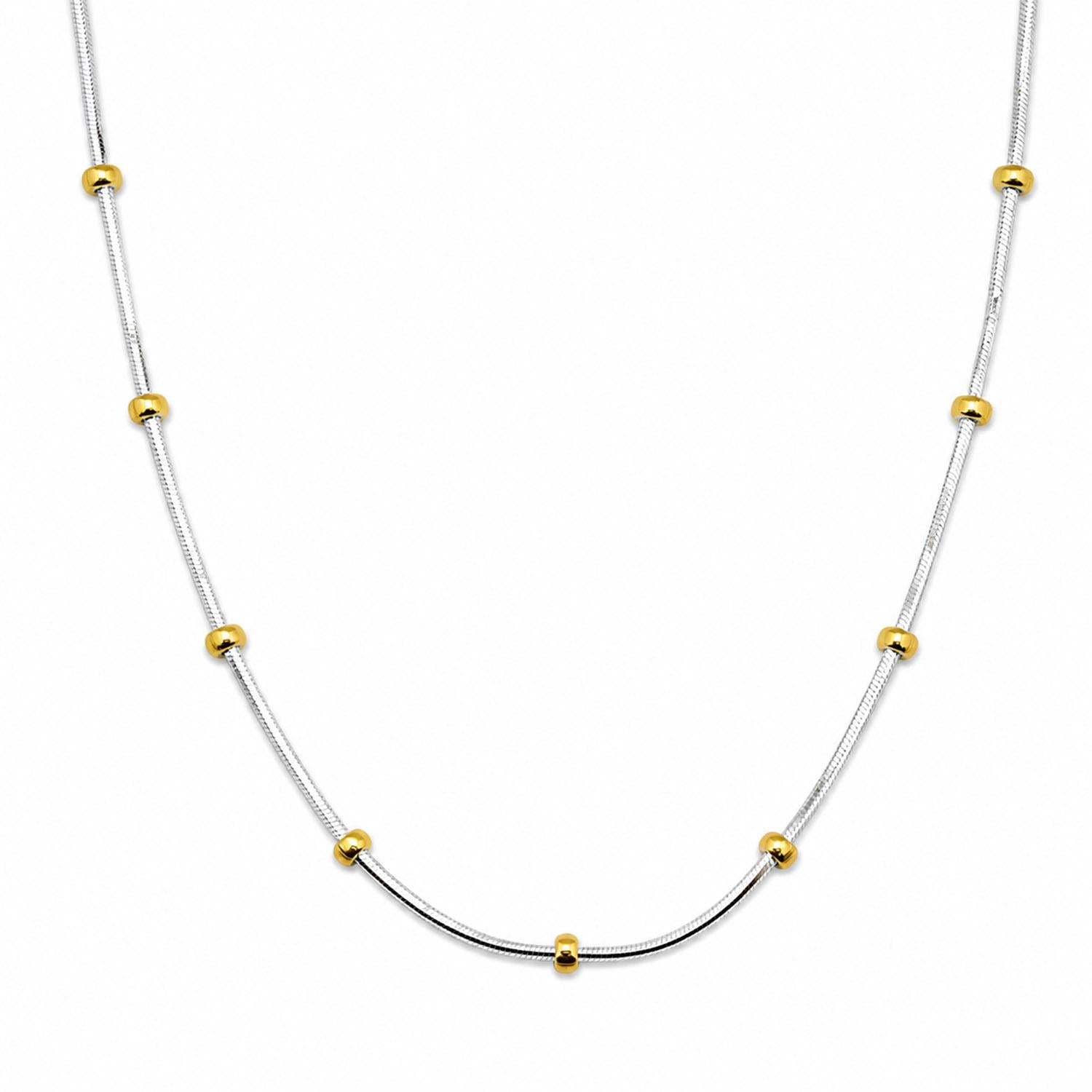 925 Sterling Silver 18K Gold Beads Gilded Dot Necklace 20 Inches
