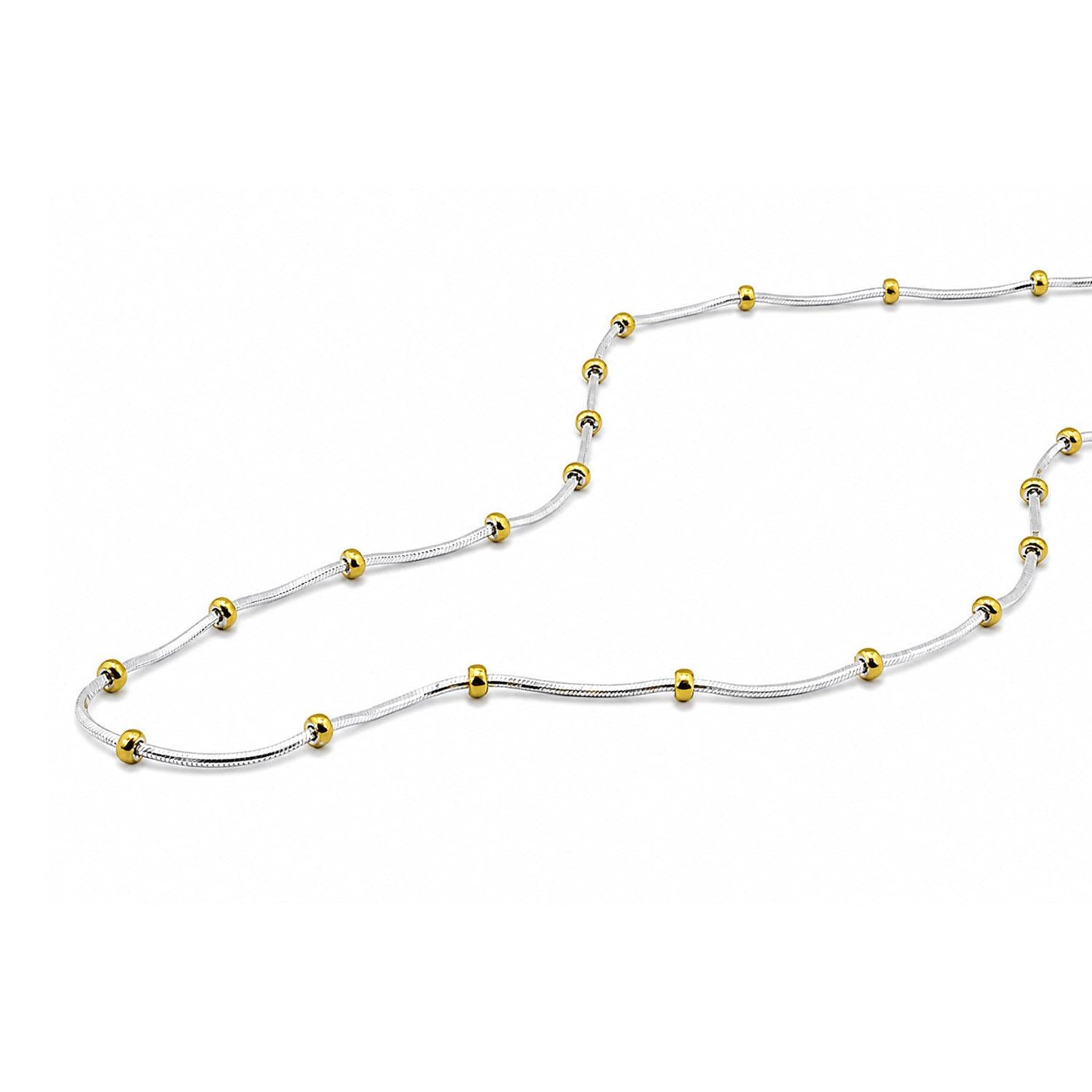 925 Sterling Silver 18K Gold Beads Gilded Dot Necklace 20 Inches