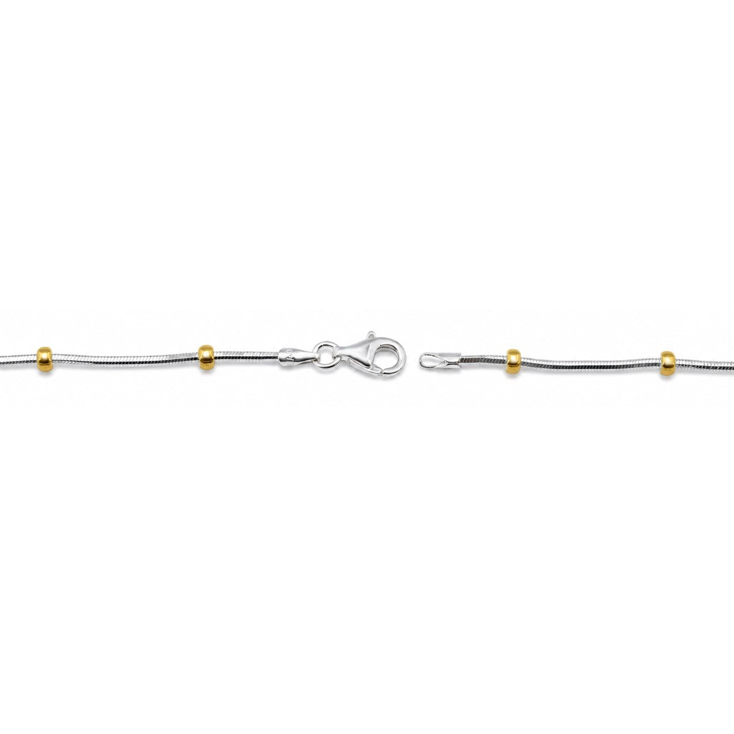 925 Sterling Silver 18K Gold Beads Gilded Dot Necklace 20 Inches