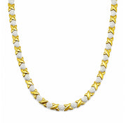 925 Sterling Silver 18k Gold Plate X&O Necklace 18 Inches For Women