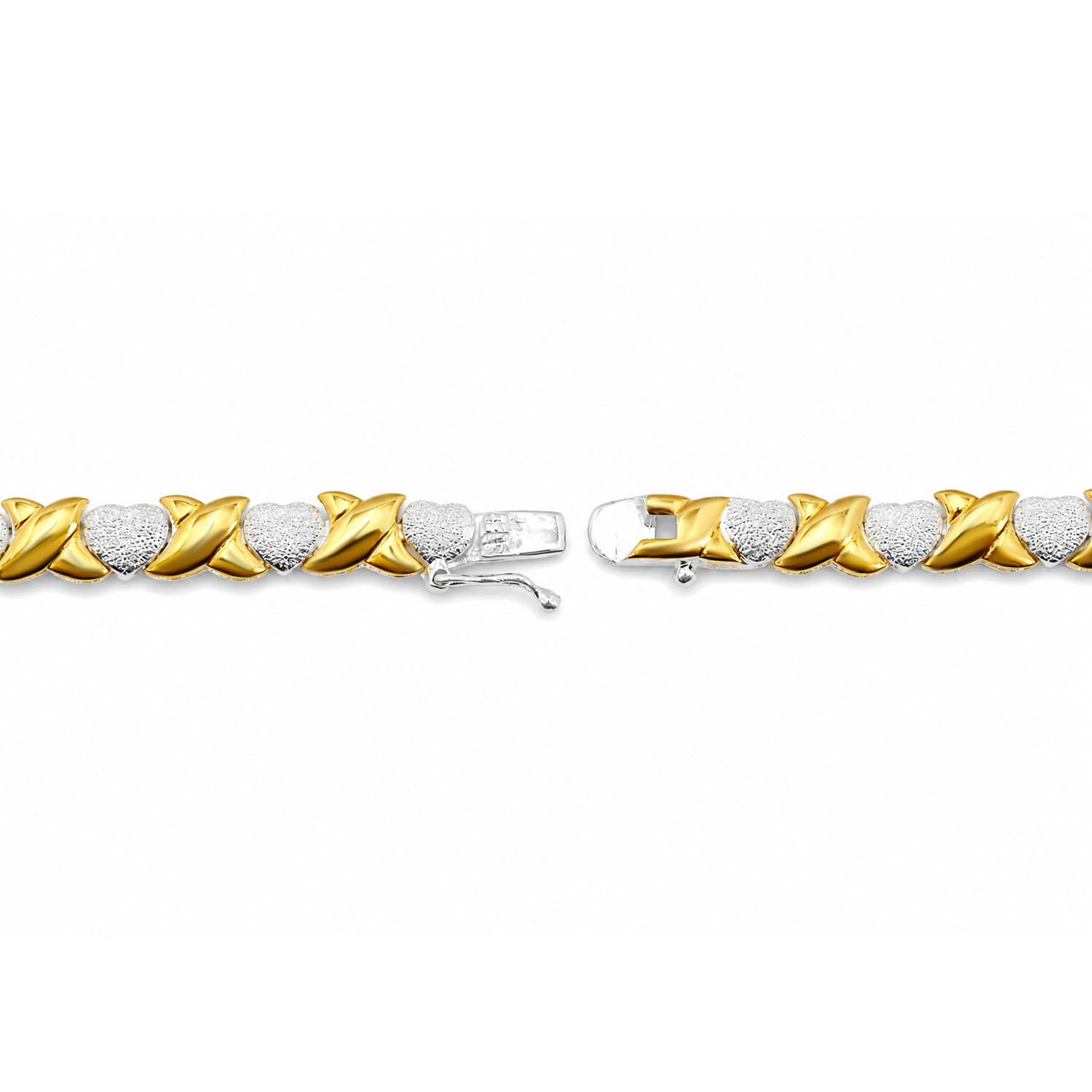 925 Sterling Silver 18k Gold Plate X&O Necklace 18 Inches For Women