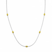 925 Sterling Silver 18K Gold Plated Beads Gilded Oval Necklace 16 Inches