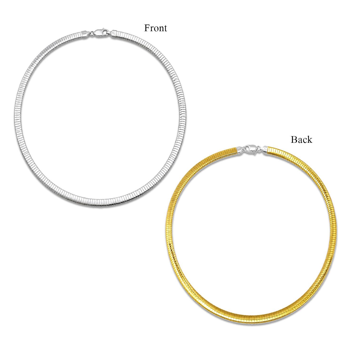 925 Sterling Silver 18K Gold Plated Duo Sleek Necklace For Women