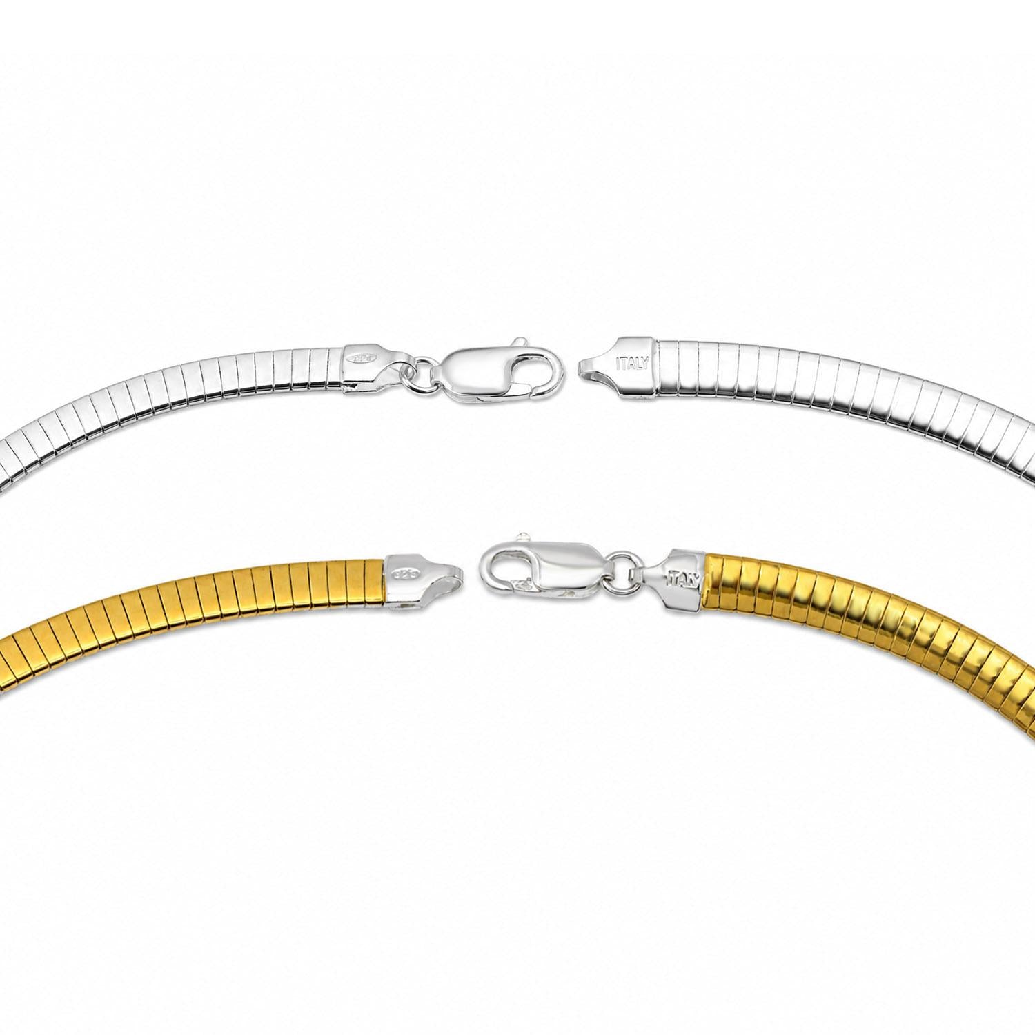 925 Sterling Silver 18K Gold Plated Duo Sleek Necklace For Women