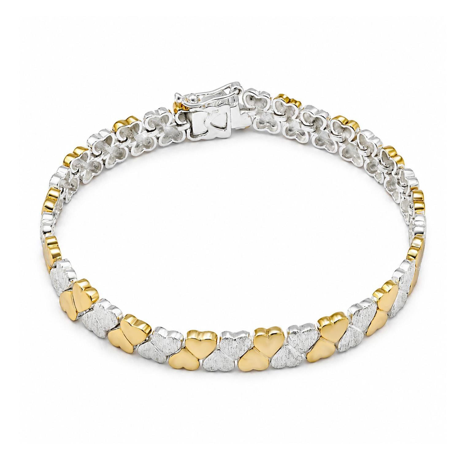 925 Sterling Silver 18K Gold Plated Double Eternal Bracelet For Women