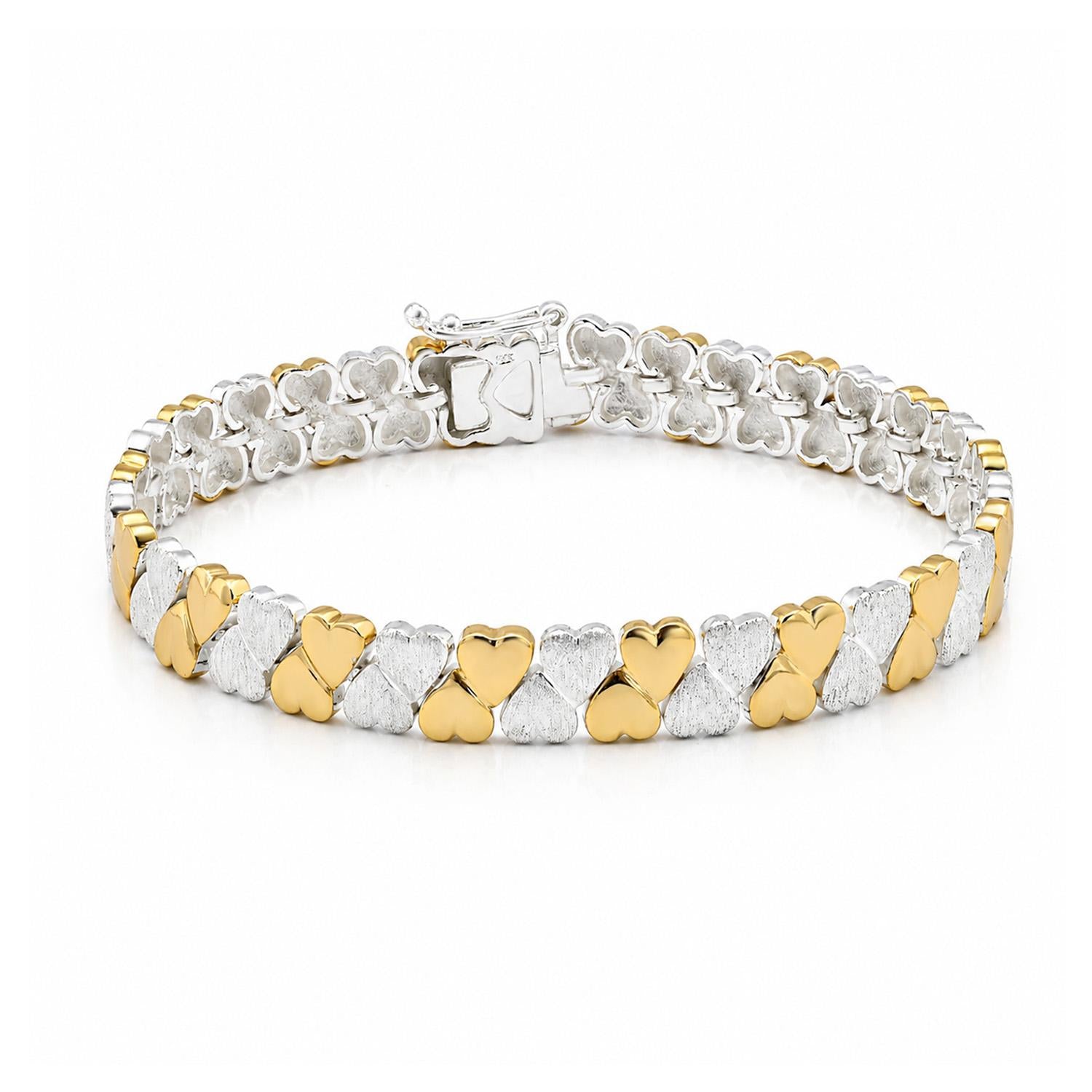 925 Sterling Silver 18K Gold Plated Double Eternal Bracelet For Women