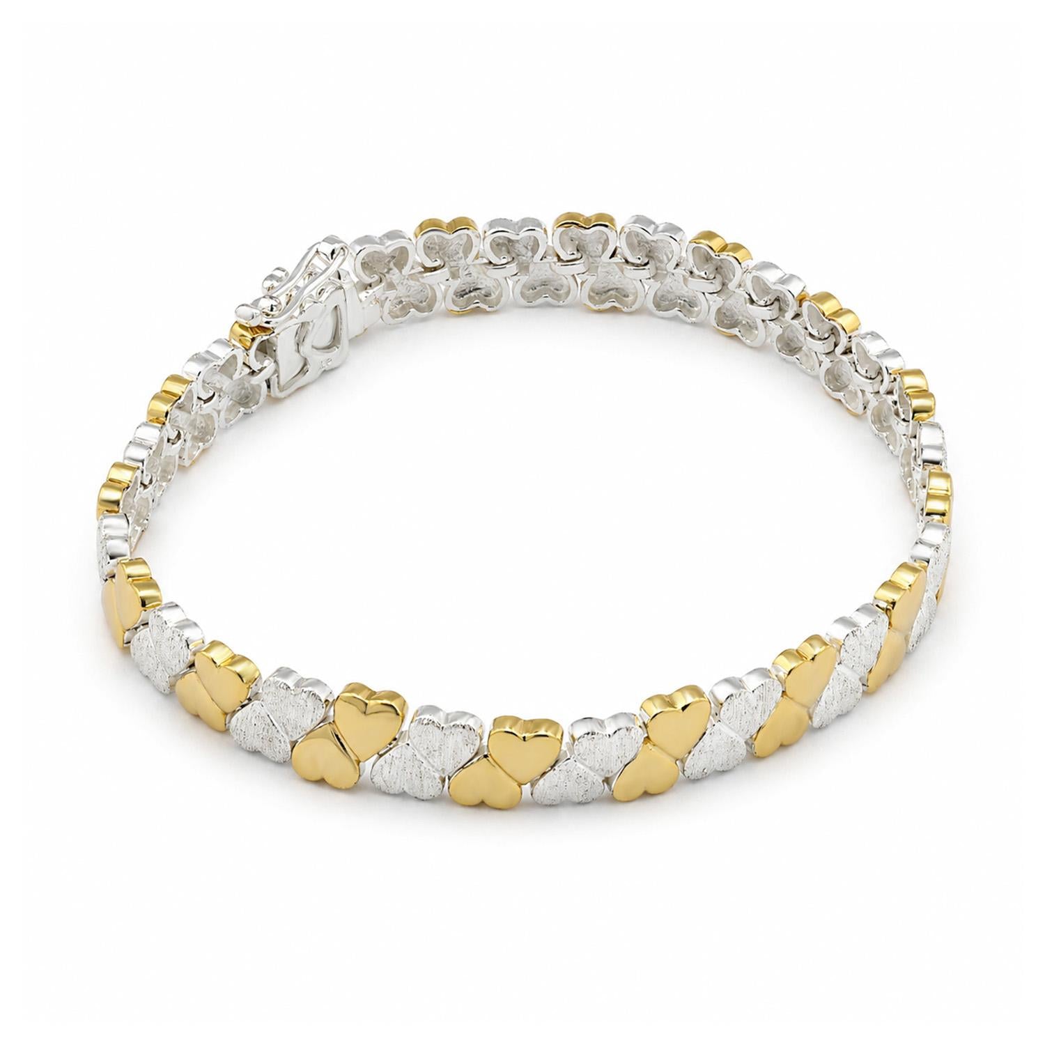 925 Sterling Silver 18K Gold Plated Double Eternal Bracelet For Women