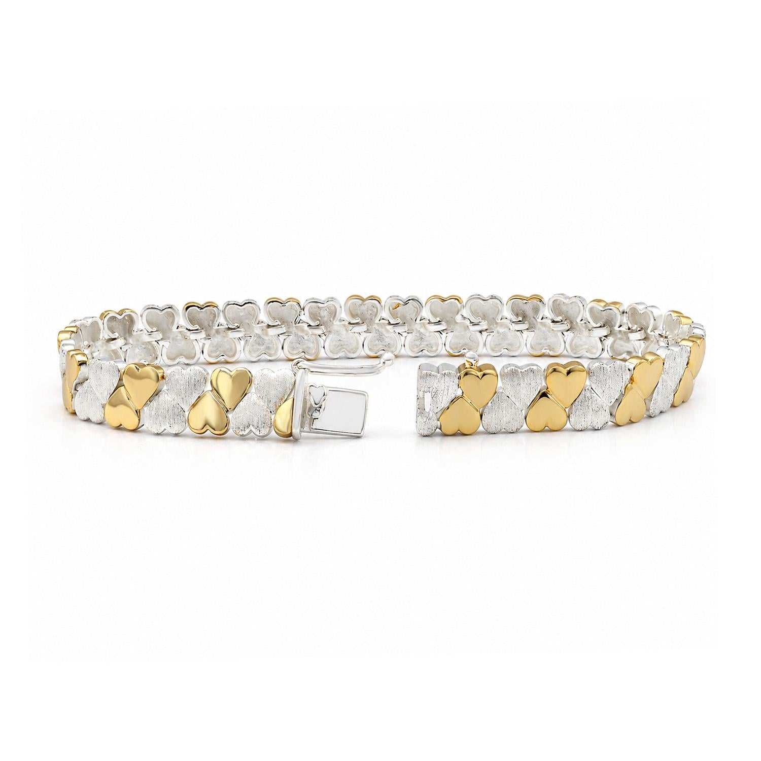 925 Sterling Silver 18K Gold Plated Double Eternal Bracelet For Women
