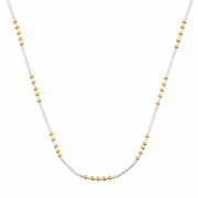 925 Sterling Silver 18K Gold Plated Beads Gilded Flow Necklace 24 Inches