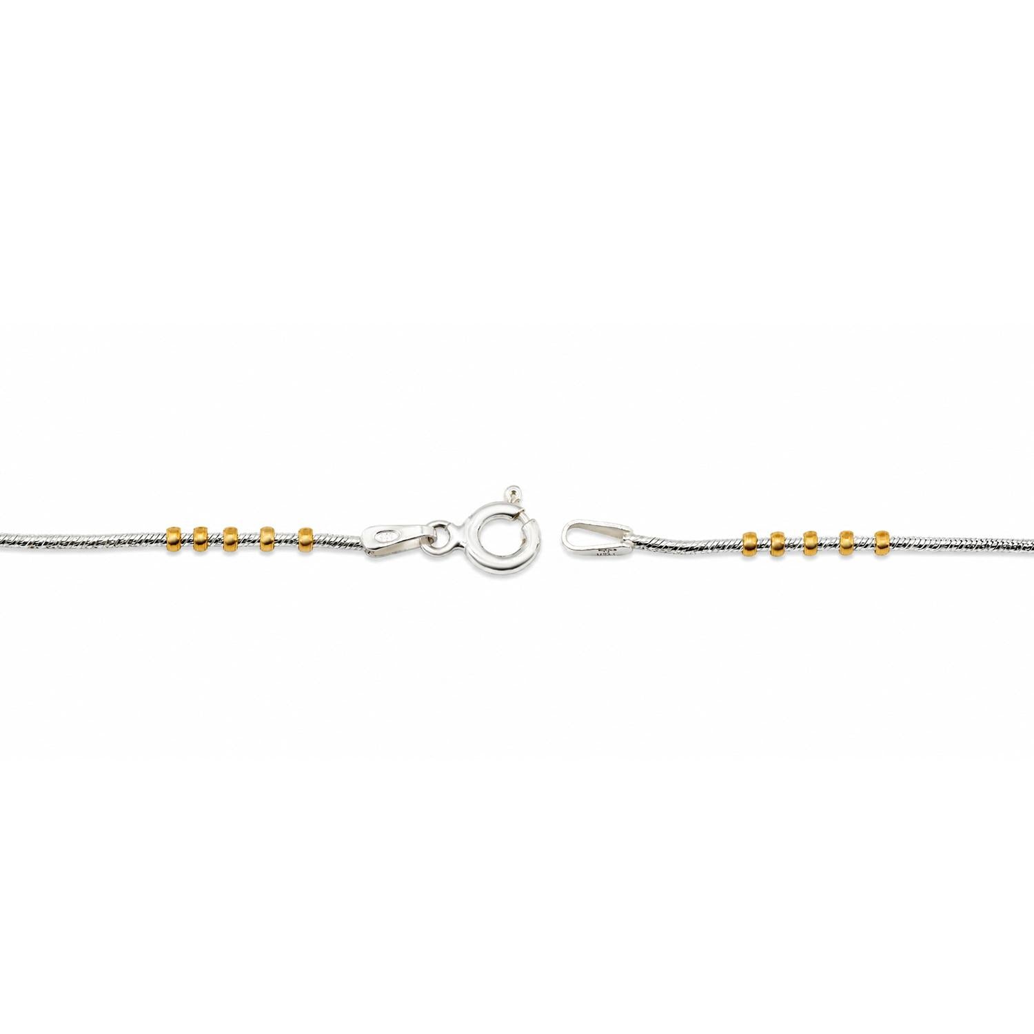 925 Sterling Silver 18K Gold Plated Beads Gilded Flow Necklace 24 Inches