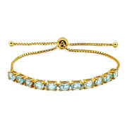 925 Sterling Silver 18K Gold Plated Sky Blue Topaz Oval Adjustable Bracelet