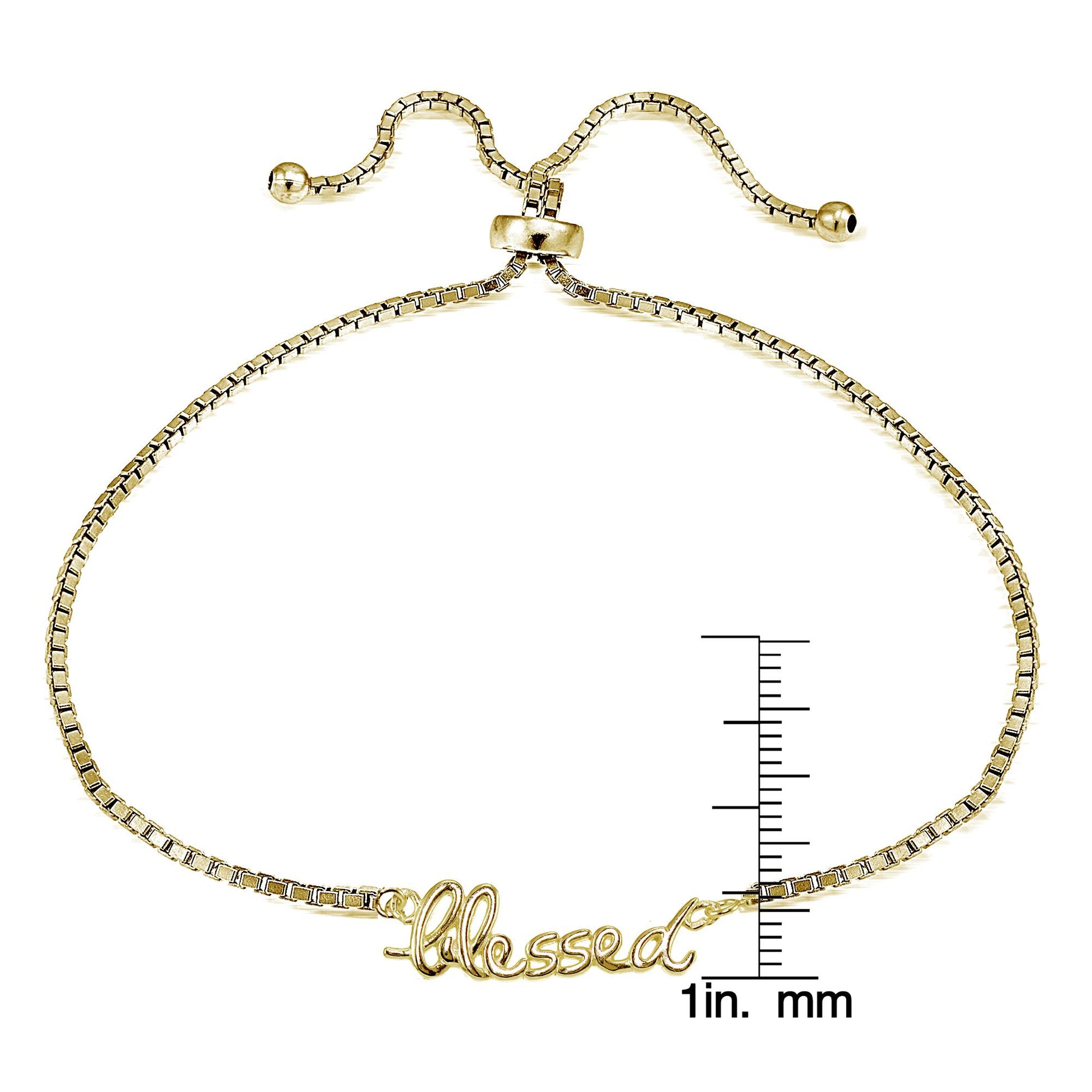 925 Sterling Silver 18K Gold Plated Feeling Blessed Adjustable Bracelet