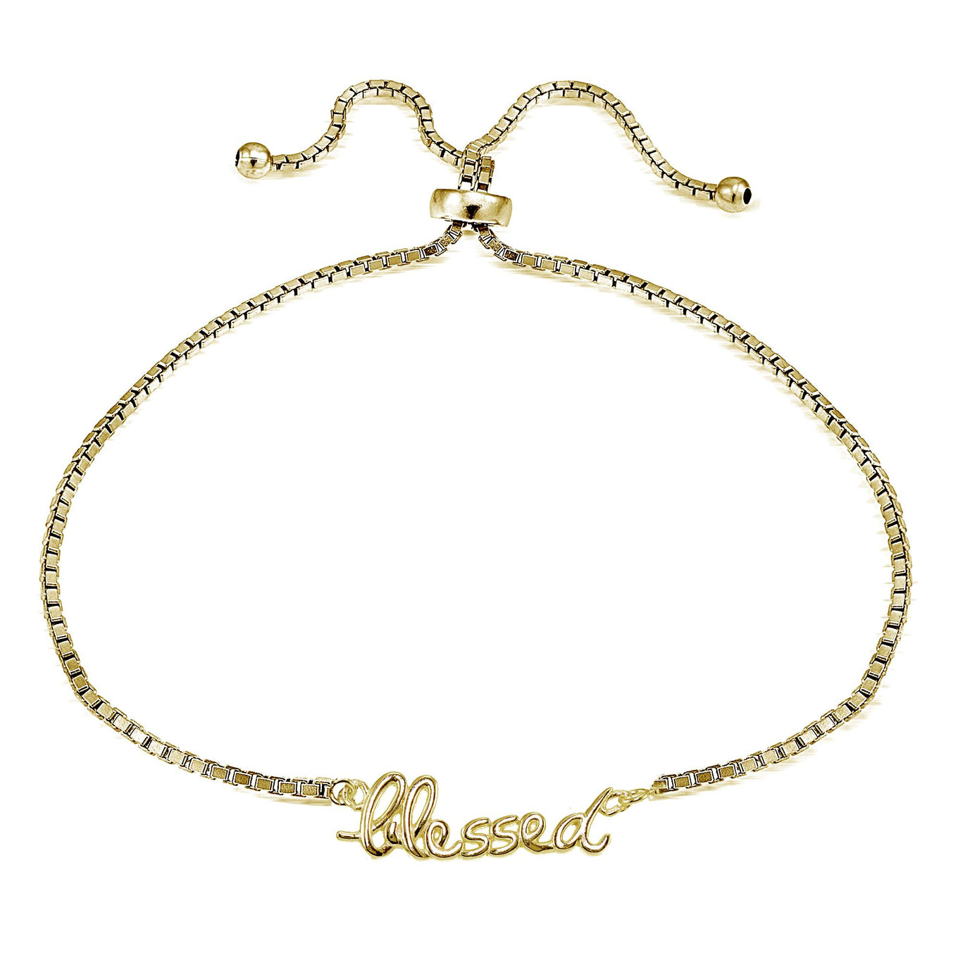 925 Sterling Silver 18K Gold Plated Feeling Blessed Adjustable Bracelet