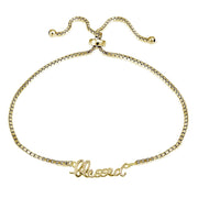 925 Sterling Silver 18K Gold Plated Feeling Blessed Adjustable Bracelet