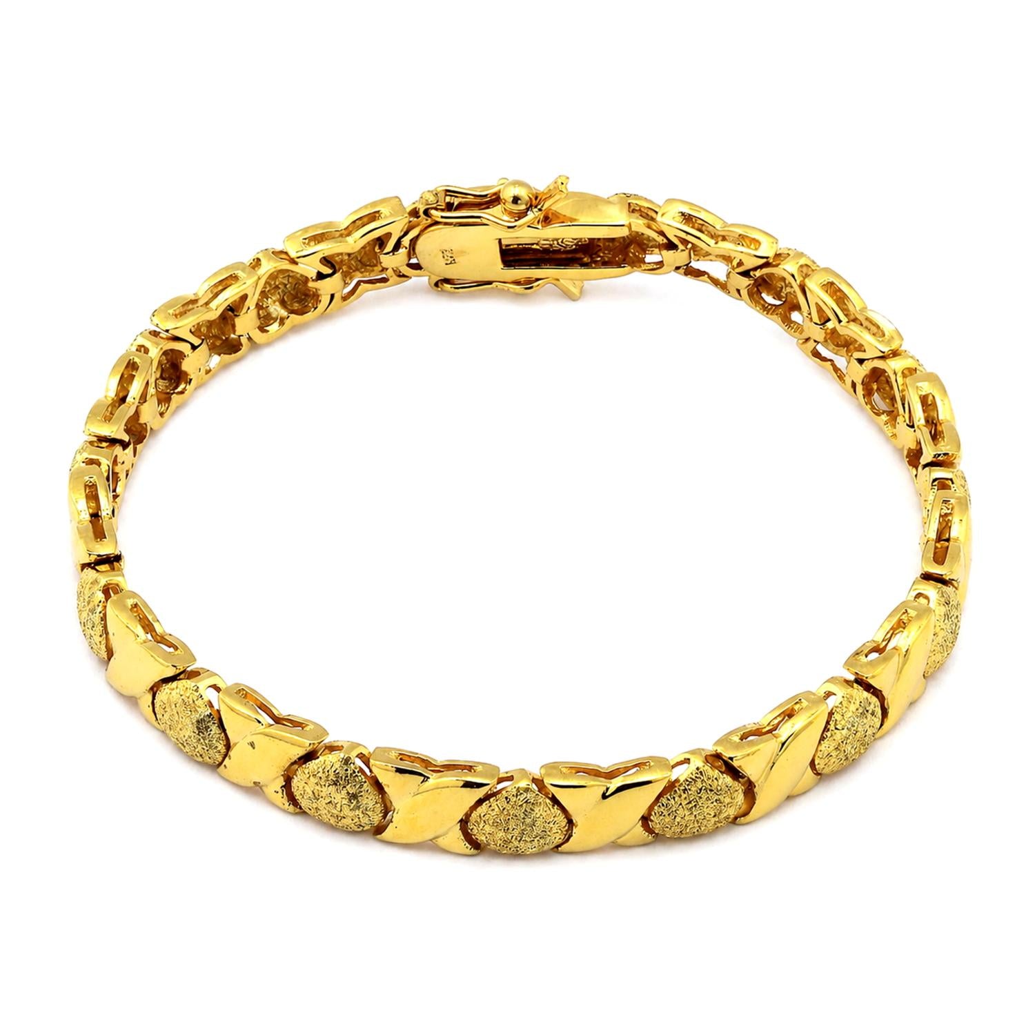 925 Sterling Silver 18K Gold Plated X&O Bracelet For Women