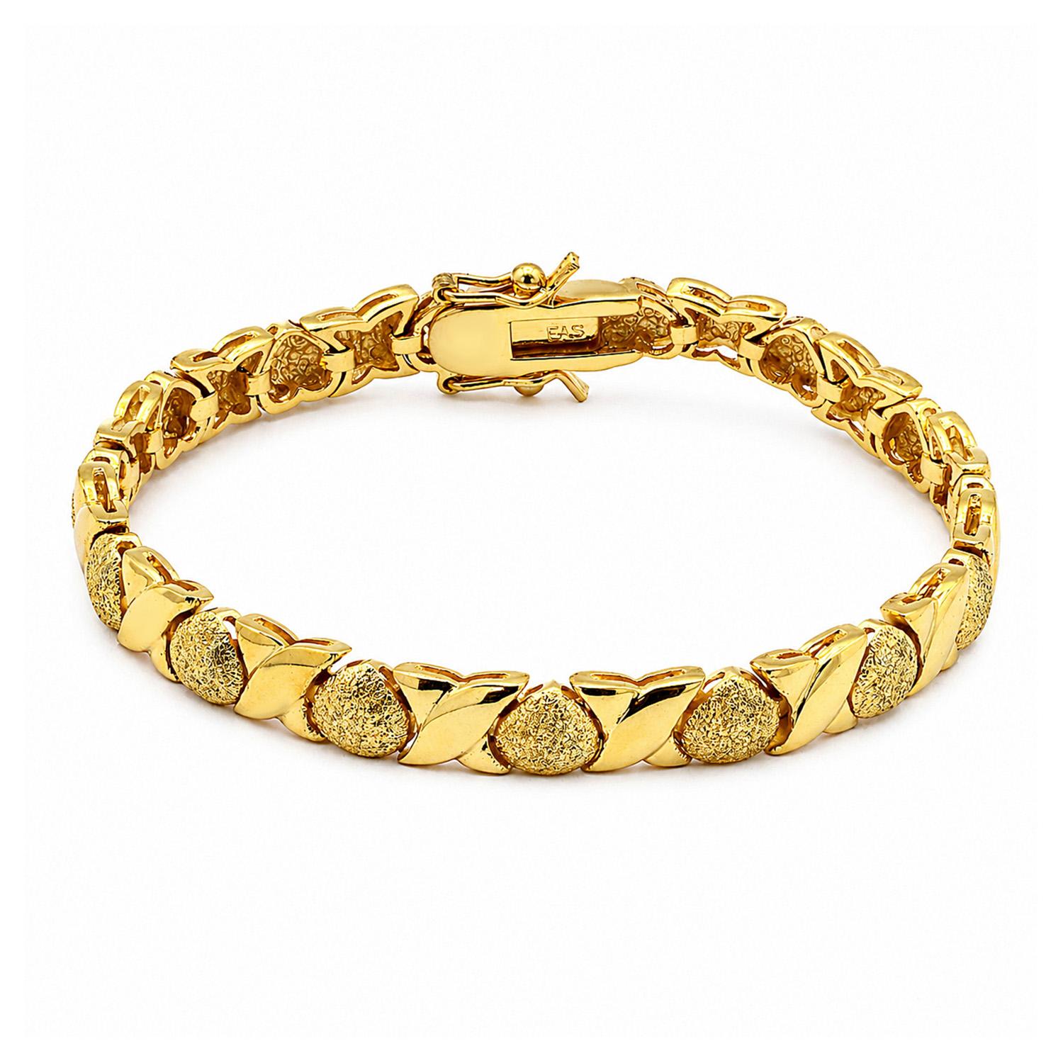 925 Sterling Silver 18K Gold Plated X&O Bracelet For Women