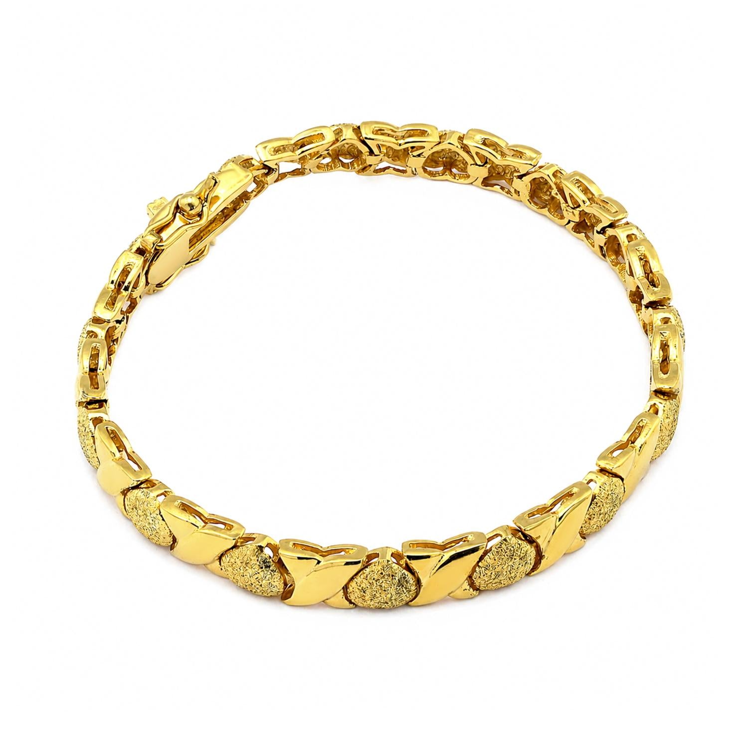 925 Sterling Silver 18K Gold Plated X&O Bracelet For Women