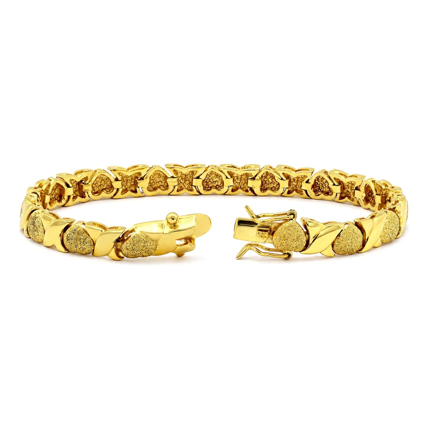925 Sterling Silver 18K Gold Plated X&O Bracelet For Women