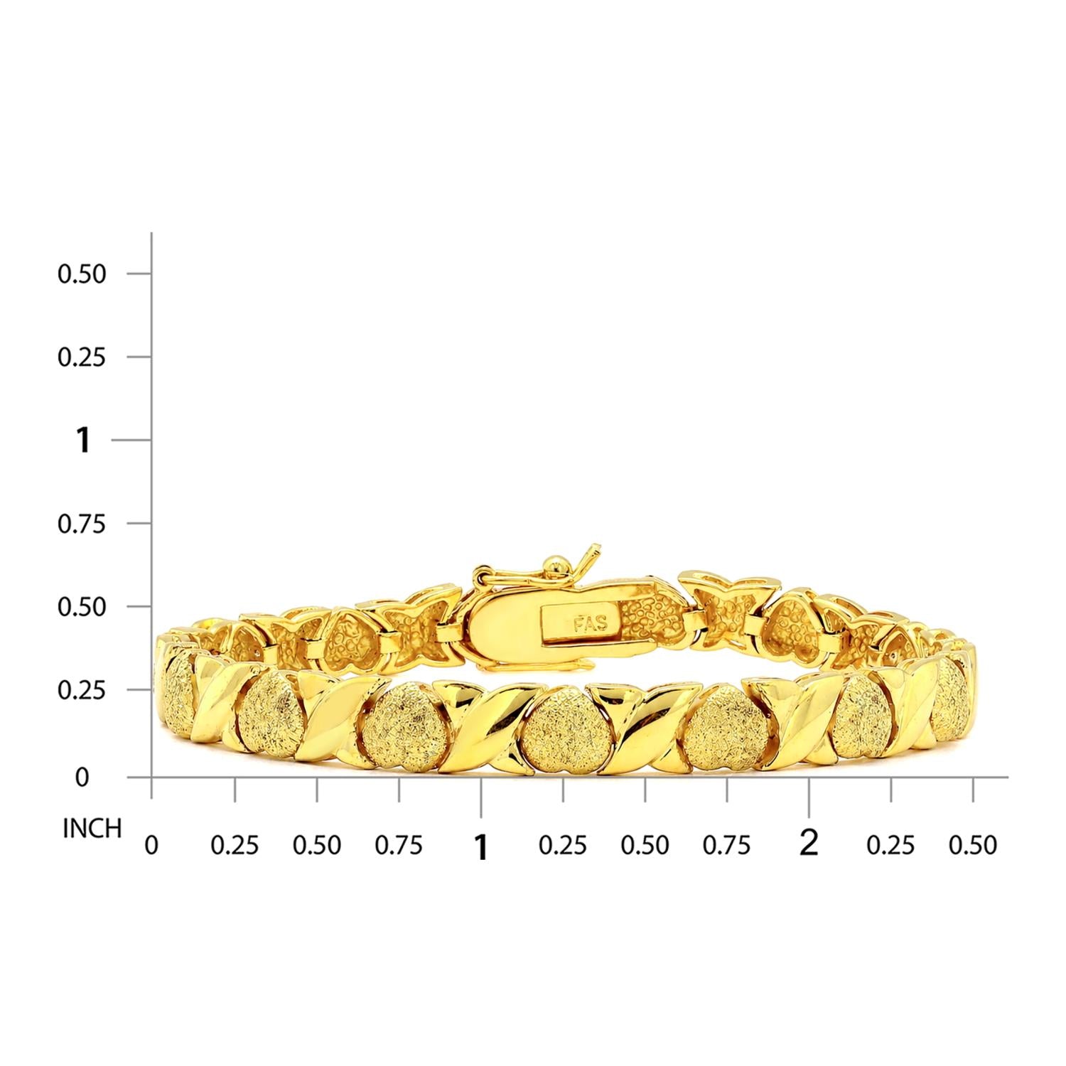 925 Sterling Silver 18K Gold Plated X&O Bracelet For Women