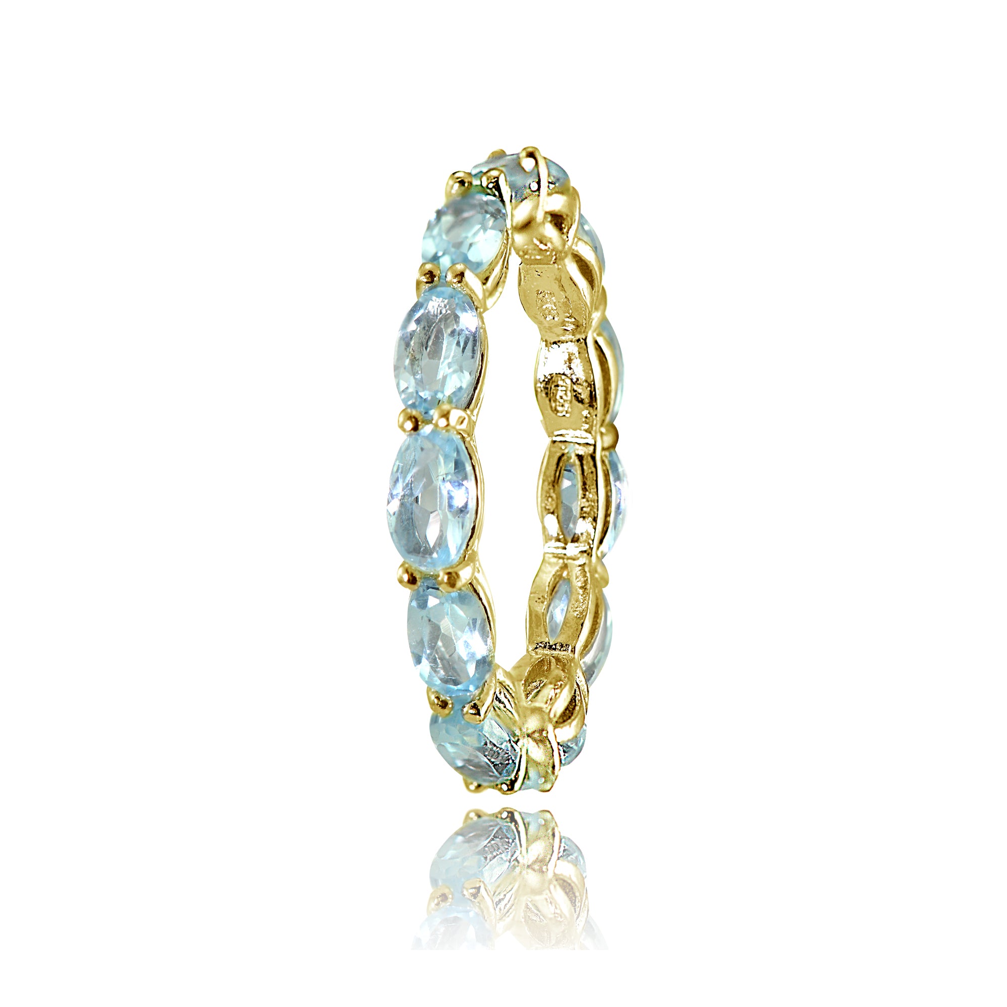 Halo Infinity Ring 18K Gold Plated Blue Topaz