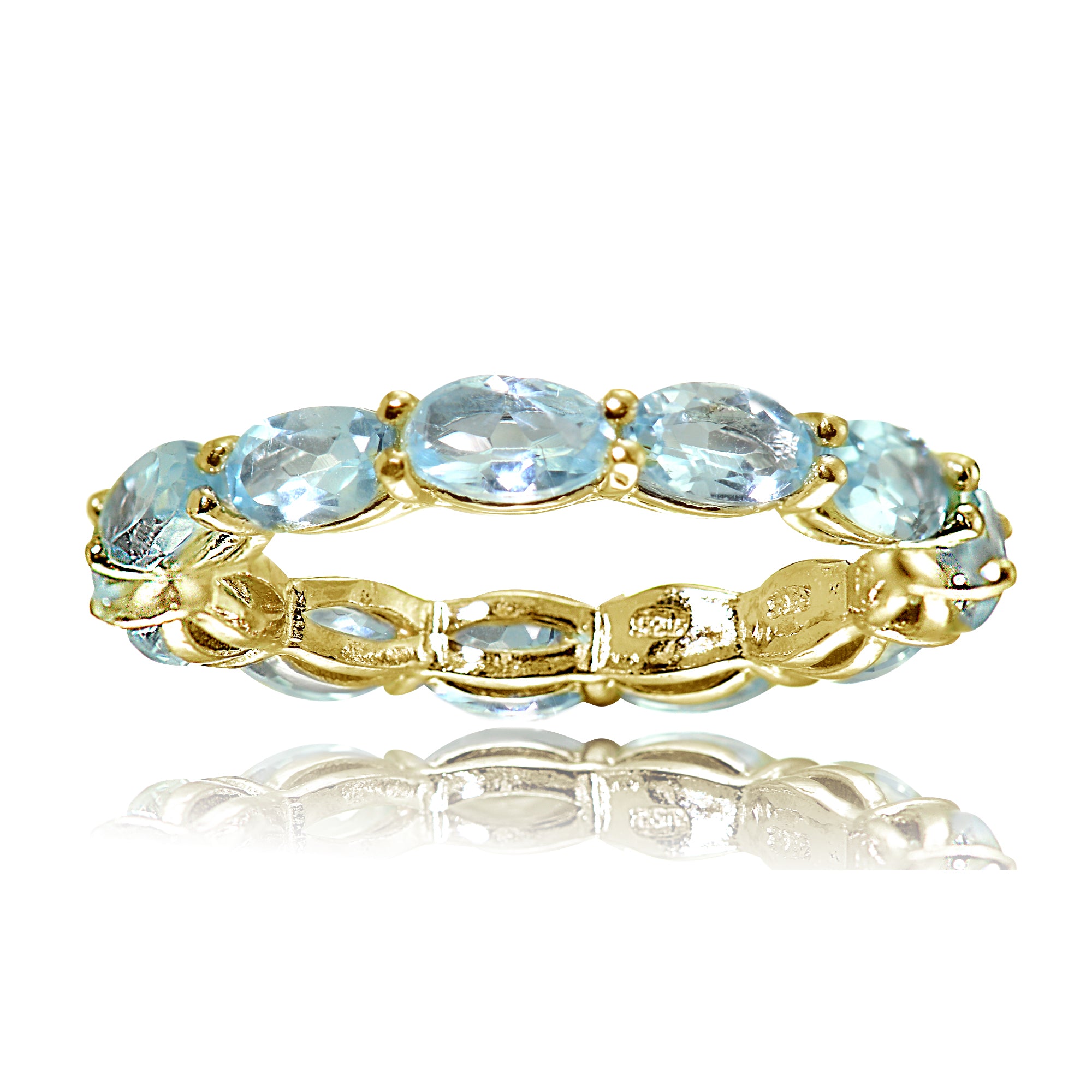 Halo Infinity Ring 18K Gold Plated Blue Topaz
