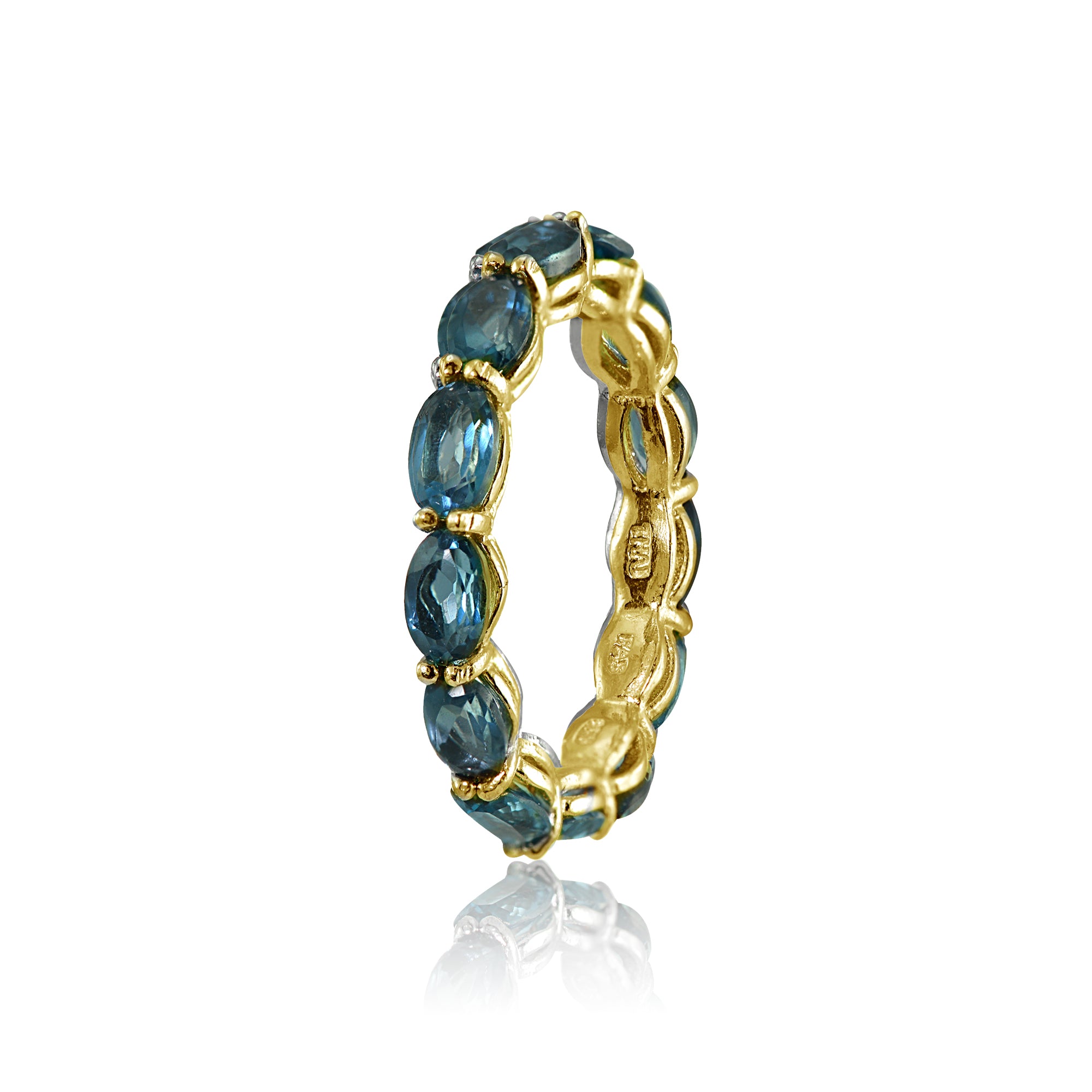 Halo Infinity Ring 18K Gold Plated London Blue Topaz